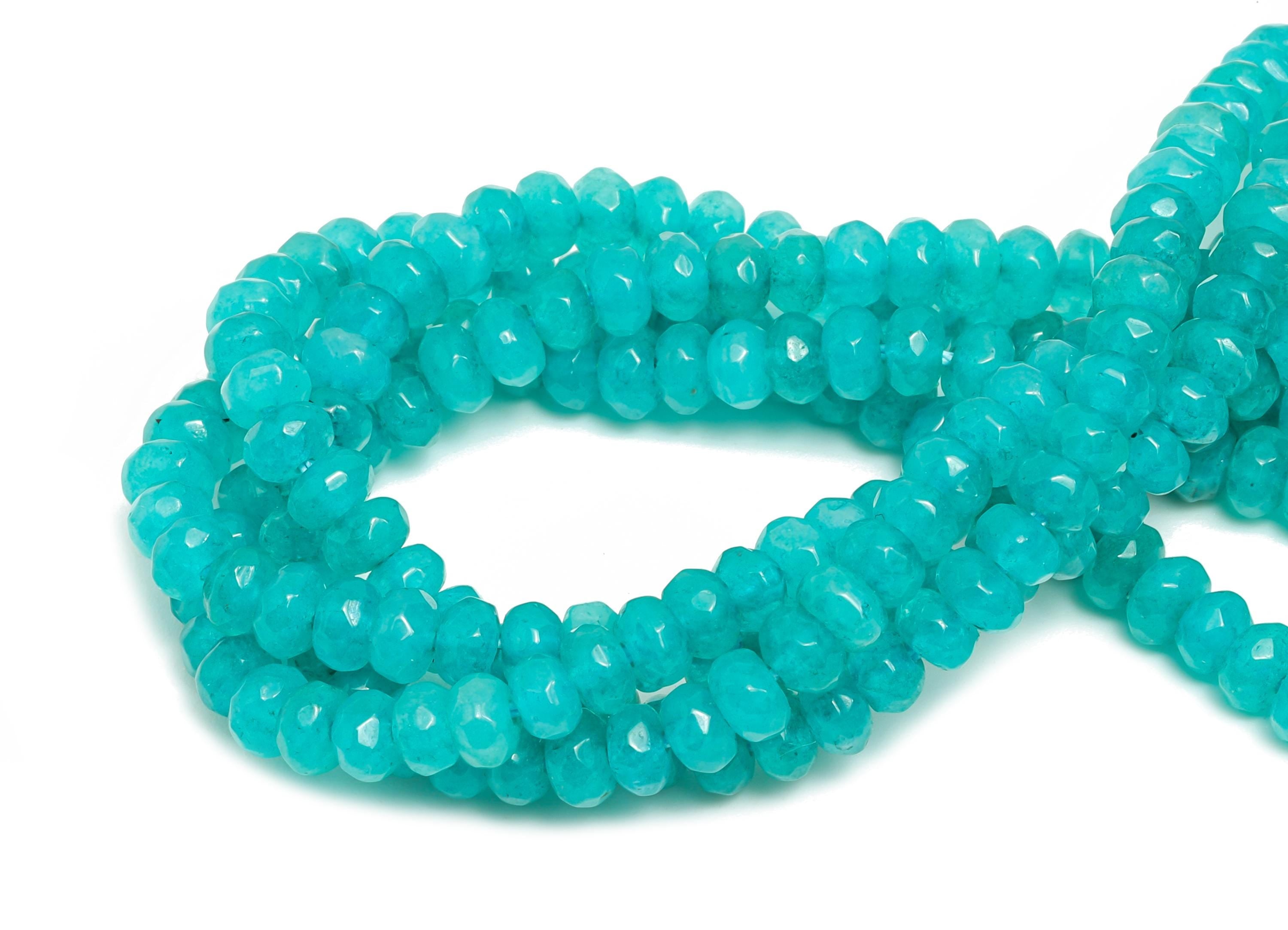 4x3mm Amazonite Natural Stone Bead - Faceted Rondella Smooth Bead 14.56 inch /Strand - Blue Crafting Gemstone Bead - Healing Stone - NS2979 - DOMEDBAZAAR