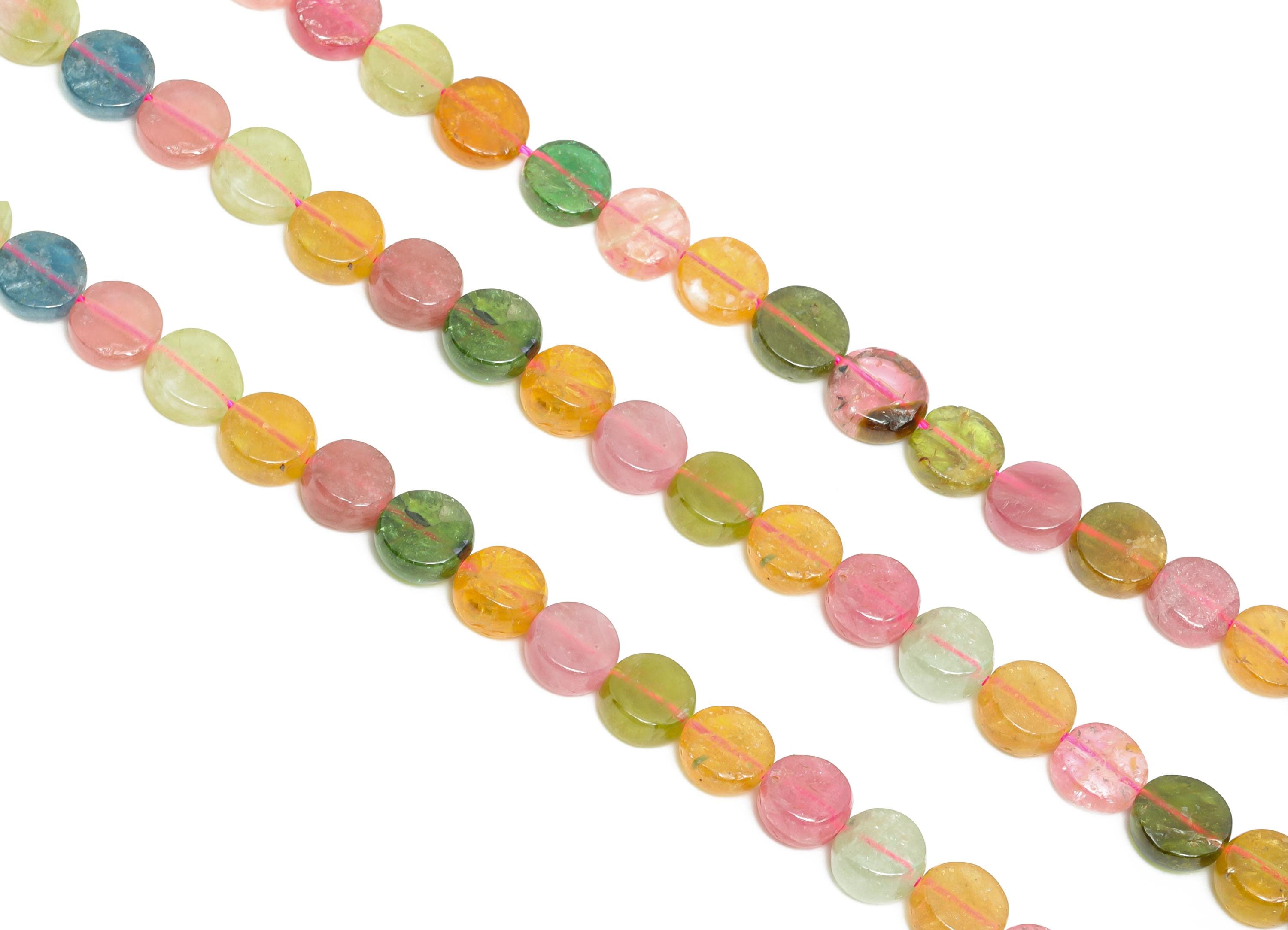 6mm Tourmaline Disc Beads - Smooth Rondella Tourmaline 15.5 inch /Strand - DIY Crafting Gemstone Beads - Natural Healing Stone Bead - NS2707 - DOMEDBAZAAR