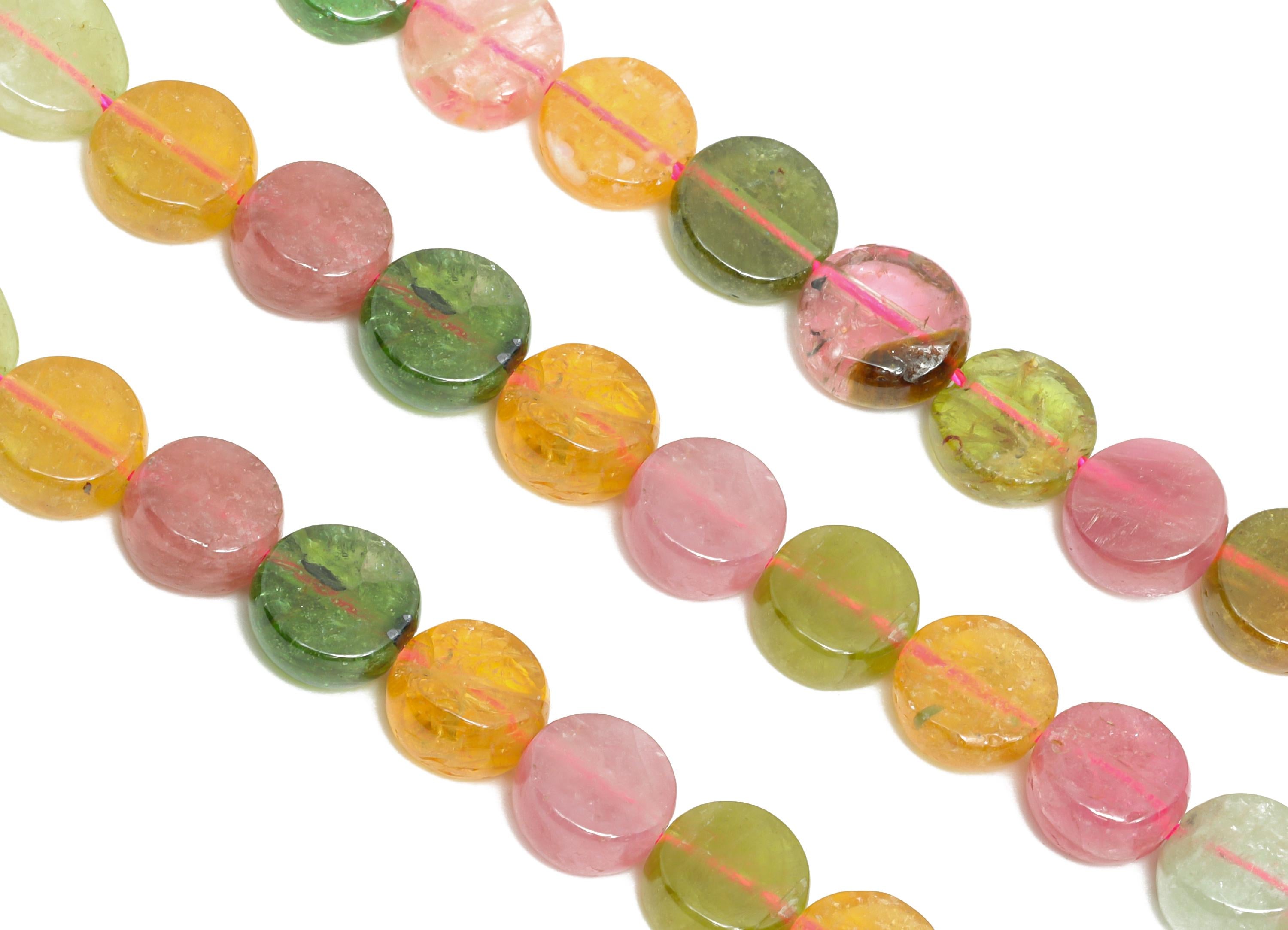 6mm Tourmaline Disc Beads - Smooth Rondella Tourmaline 15.5 inch /Strand - DIY Crafting Gemstone Beads - Natural Healing Stone Bead - NS2707 - DOMEDBAZAAR