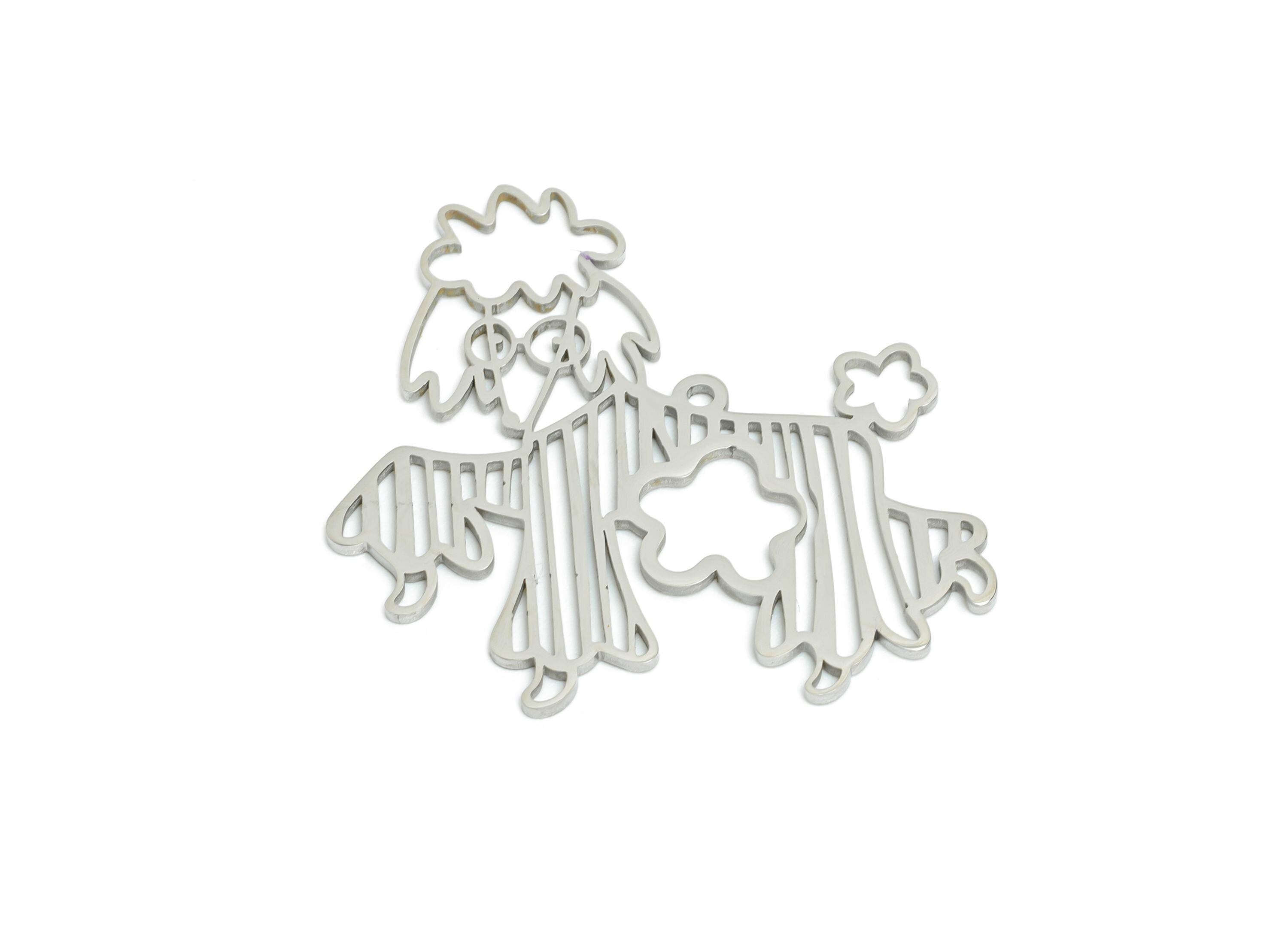 Stainless Steel Poodle Pendant - Elegant Poodle Pendant - Pet Lover Gift Charm - Laser-Cut Stainless Steel Dog Pendant - 30x29x0.98mm-SS2499 - DOMEDBAZAAR
