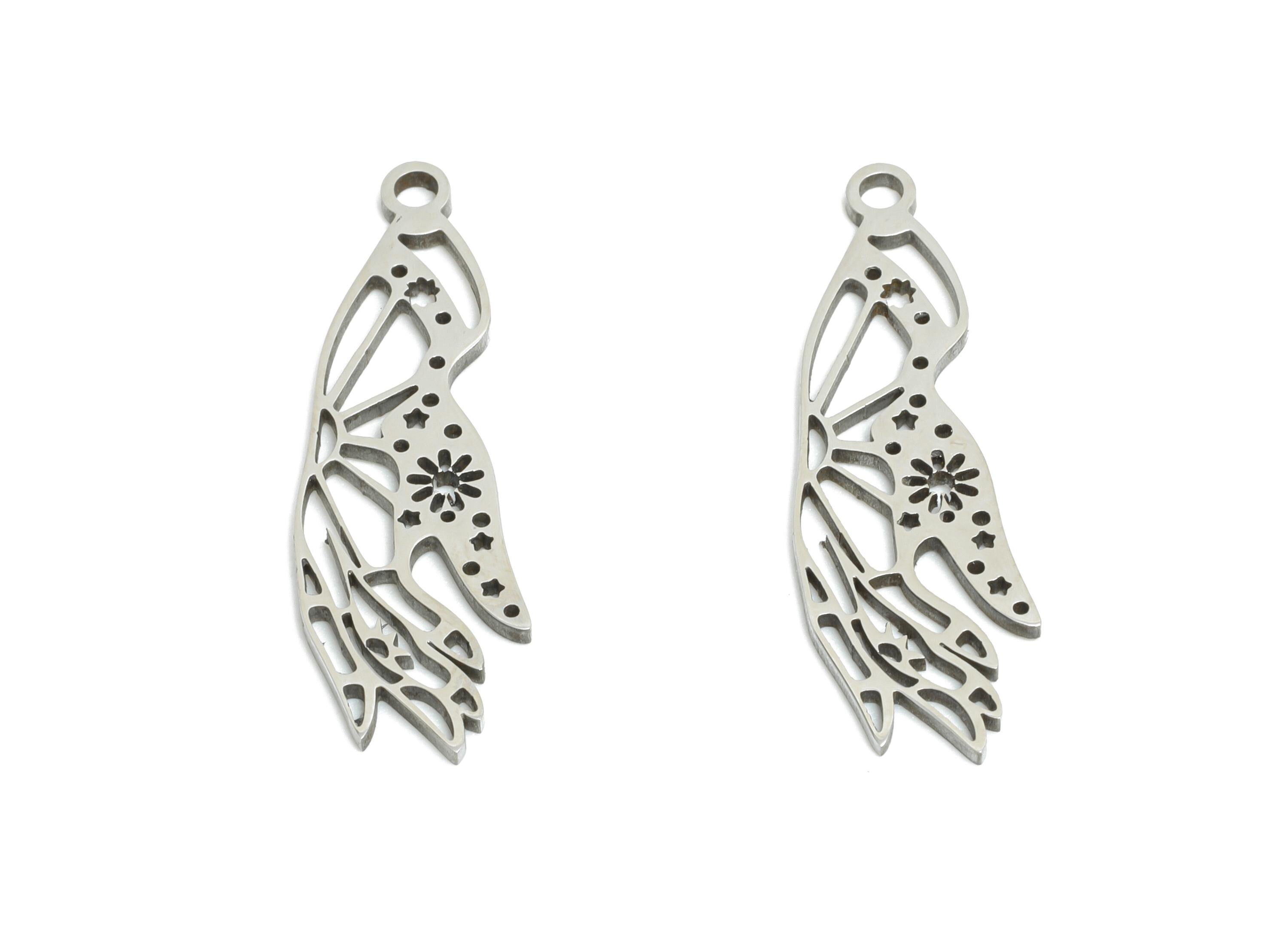 Steel Hand Earring Charm - Artistic Hand Charm For Necklace - Celestial Hand Pendant - Laser-Cut Steel Jewelry - 24.85x7x0.98mm - SS2496 - DOMEDBAZAAR