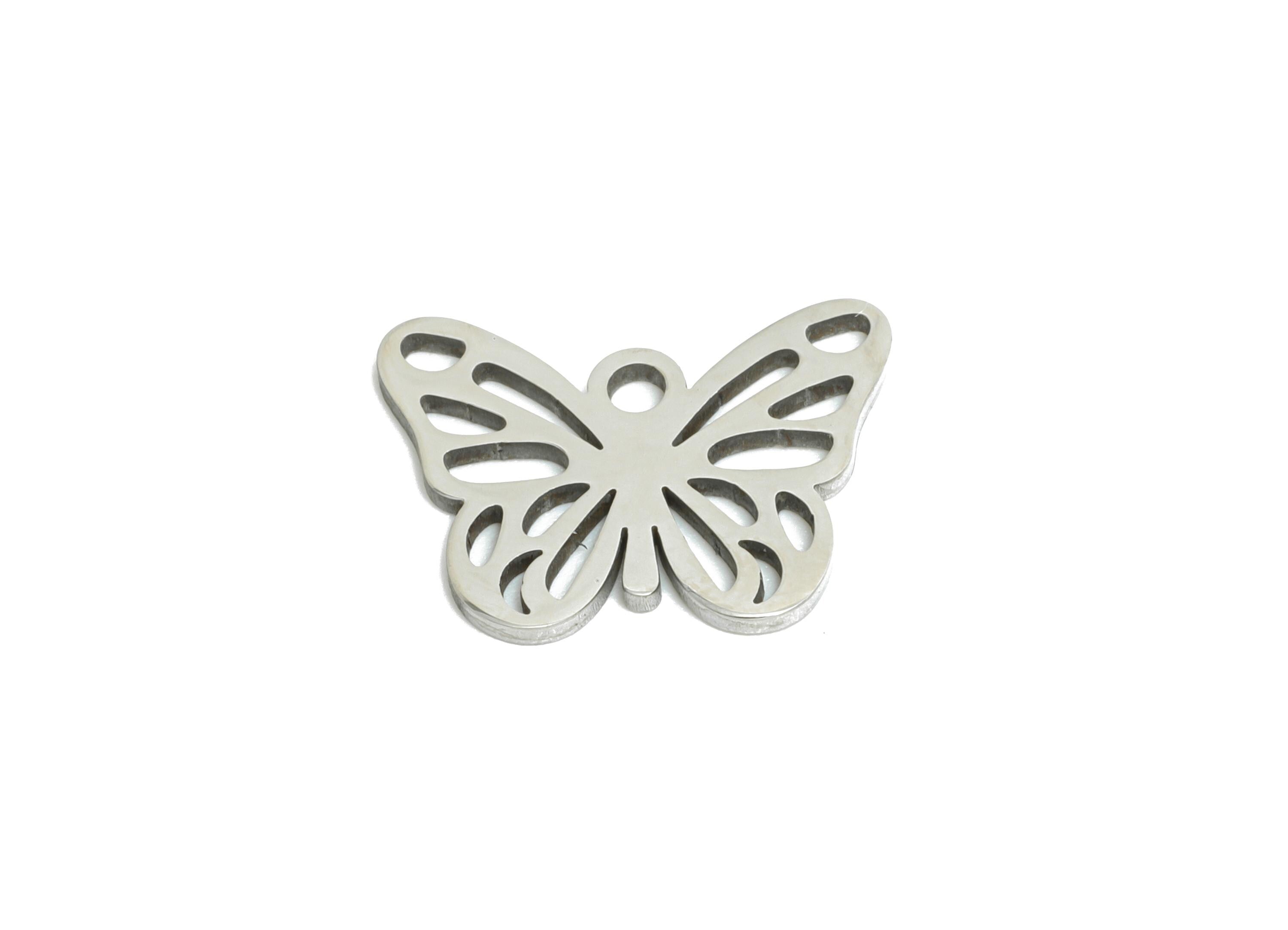 Steel Butterfly Pendant - Elegant Butterfly Insect Pendant - Nature-Inspired Jewelry - Laser Cut Stainless Steel - 14x10x0.98mm - SS2488 - DOMEDBAZAAR