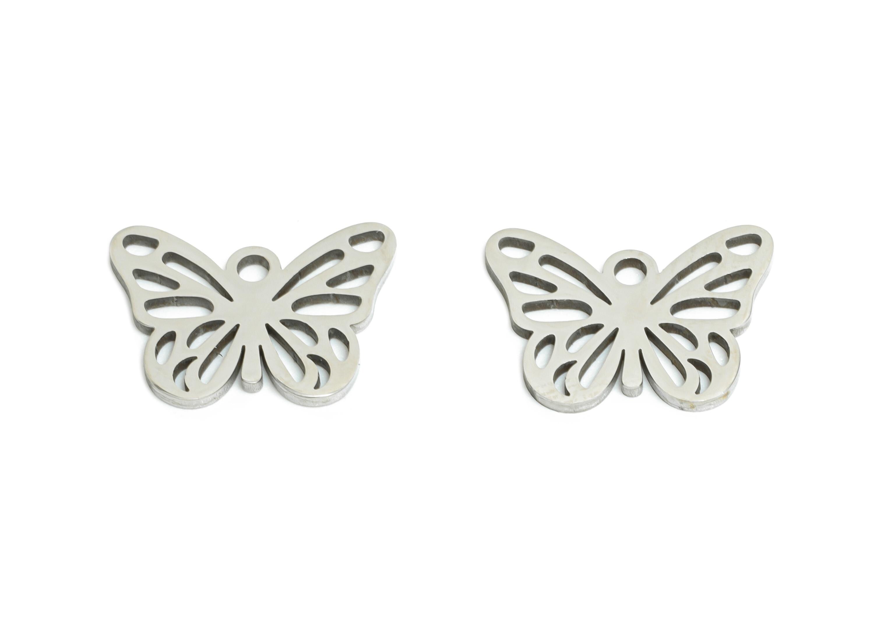 Steel Butterfly Pendant - Elegant Butterfly Insect Pendant - Nature-Inspired Jewelry - Laser Cut Stainless Steel - 14x10x0.98mm - SS2488 - DOMEDBAZAAR