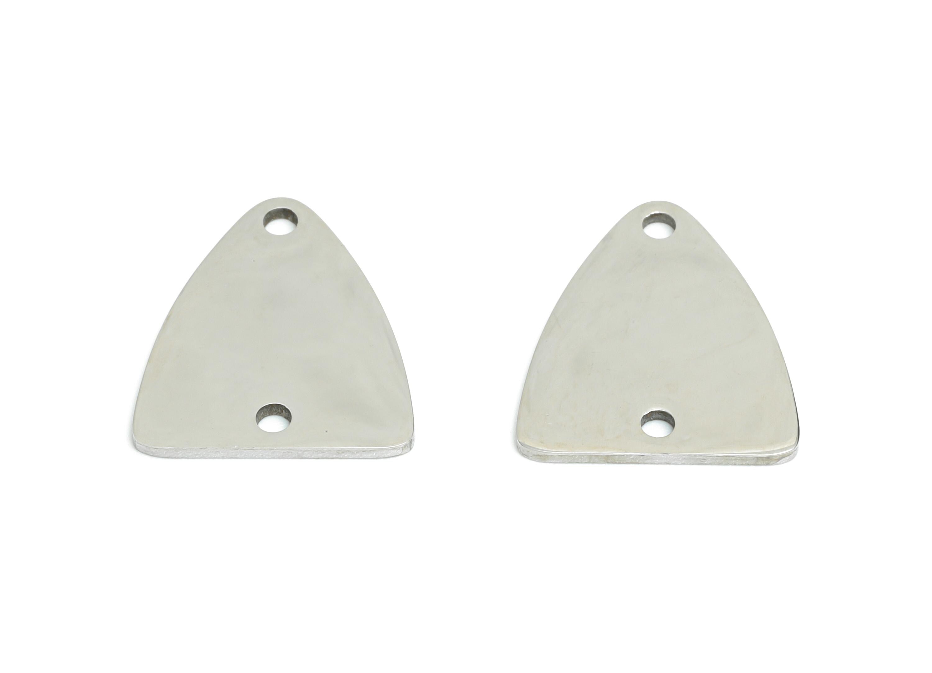 Steel Triangle Connector - Geometric Modern Pendant - Laser Cut Industrial Chic Jewelry - Stainless Steel Charm - 14.88x13x0.98mm - SS2438 - DOMEDBAZAAR