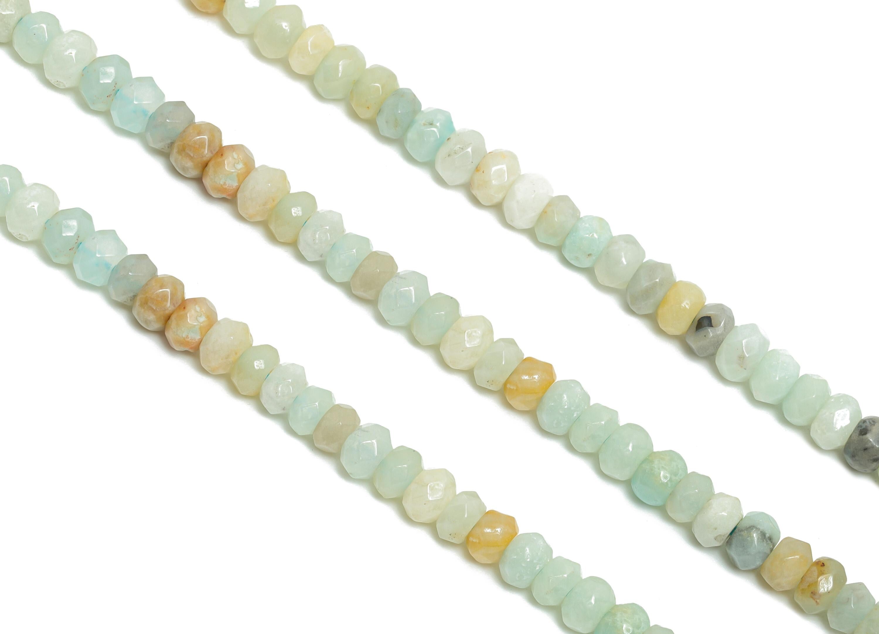 4x3mm Amazonite Natural Stone Beads - Faceted Rondella  14.56inch /Strand - DIY Crafting Gemstone Beads - Beading Craft Supplies - NS2980 - DOMEDBAZAAR