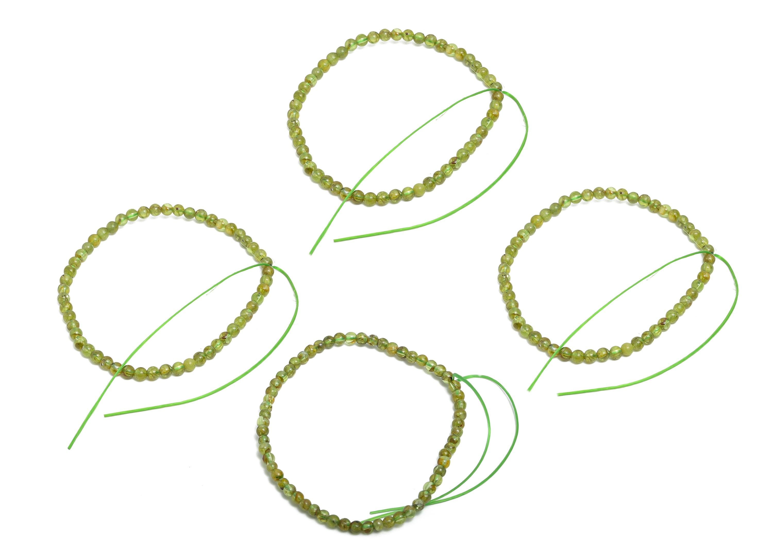 3mm Olivine Stone Beads - Smooth Round Beads 1 Strand/51-60pcs - Green Healing Crystal Beads - High-Quality Beading Craft Supplies - NS2866 - DOMEDBAZAAR