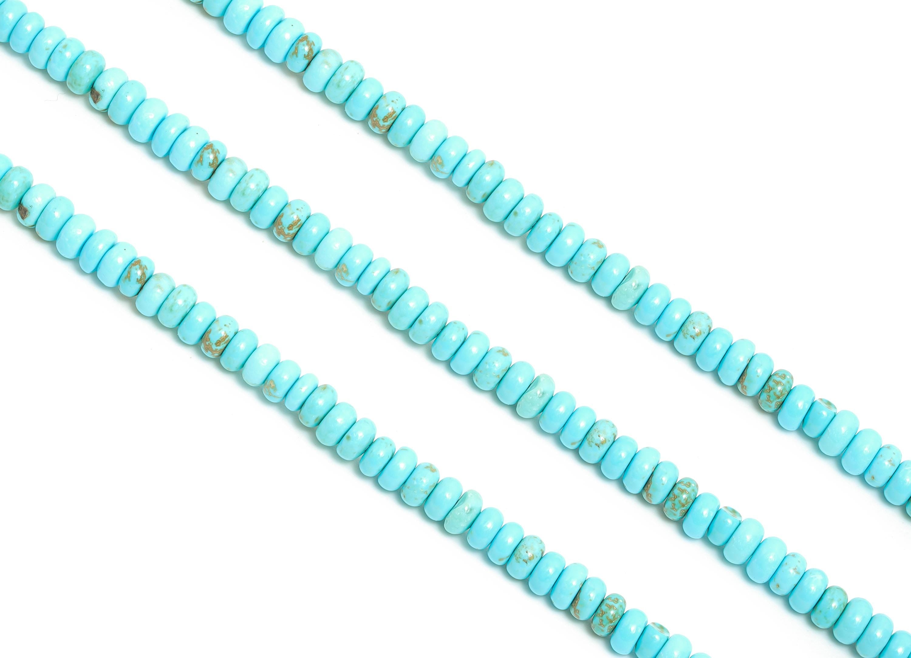 4X2mm Blue Turquoise Natural Stone Bead - Smooth Rondella 15 inch /Strand - DIY Crafting Gemstone Beads - Bead Craft Supplies - NS2992 - DOMEDBAZAAR