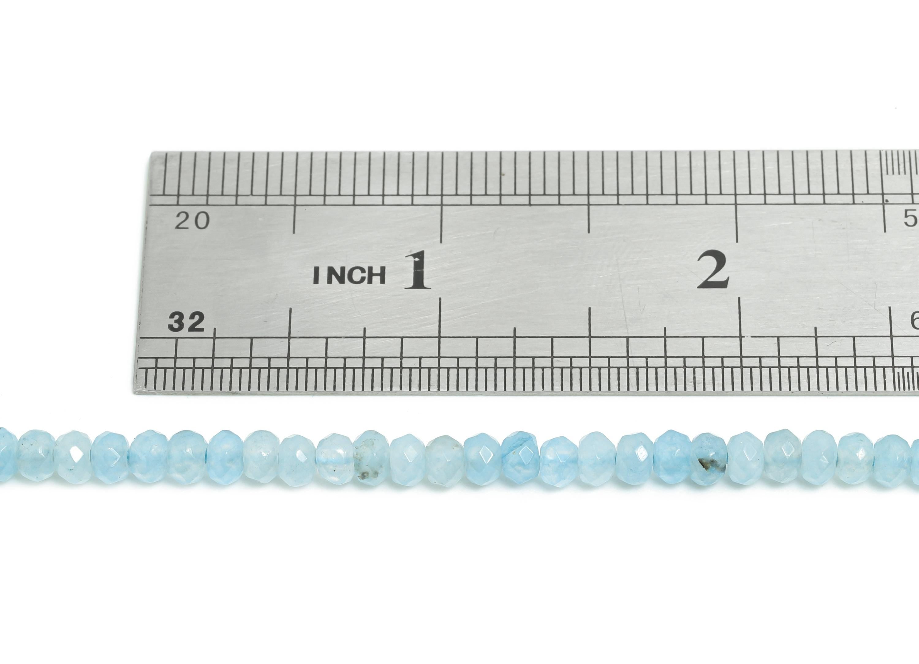 4x2mm Aquamarine Natural Stone - Faceted Rondella Aquamarine 14.56 inch /Strand - DIY Crafting Gemstone Bead - Bead Craft Supplies - NS2978 - DOMEDBAZAAR