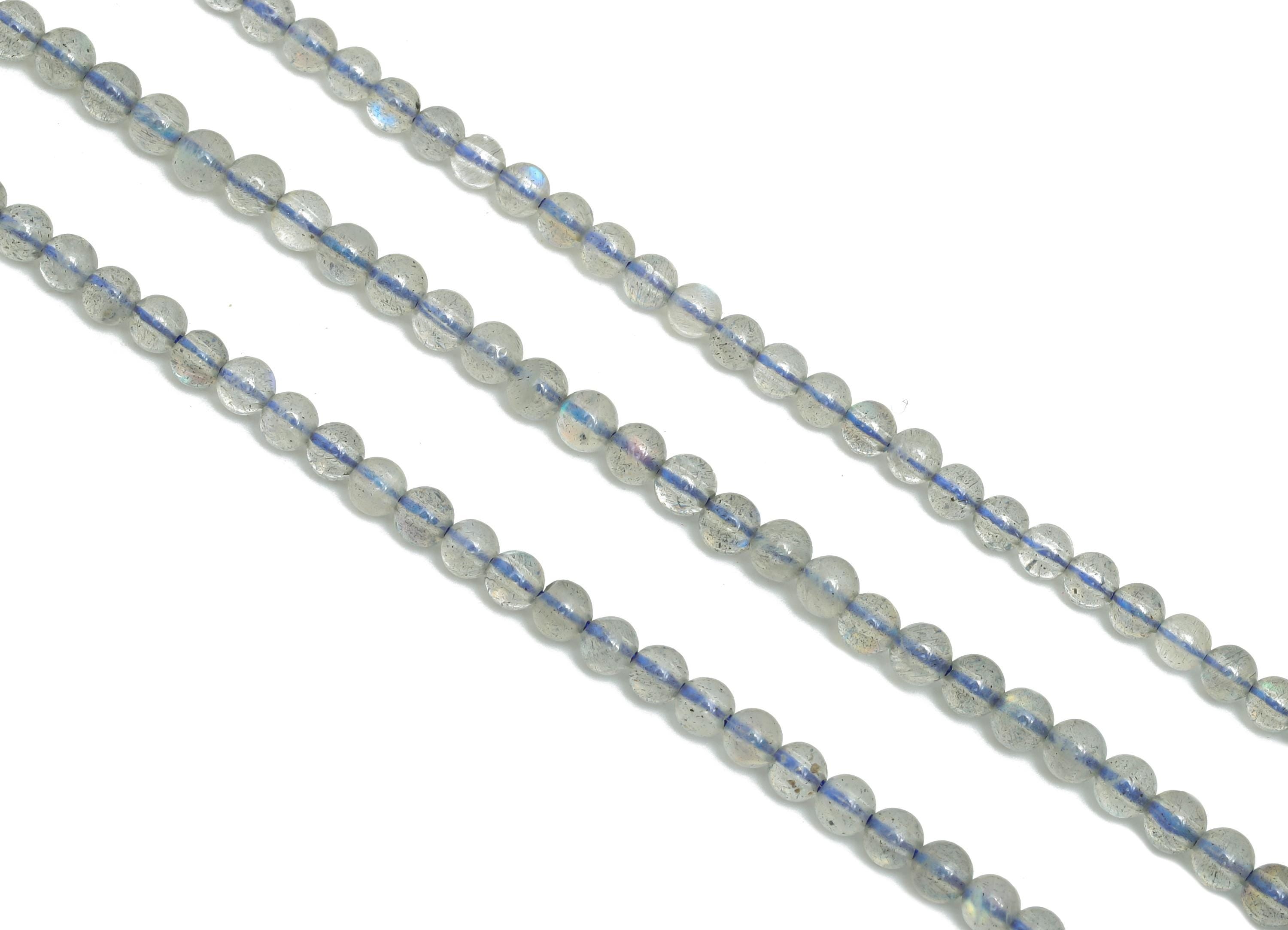 3mm Labradorite Natural Bead - Smooth Round Labradorite 15.5 inch /Strand - Crafting Gemstone Bead - Healing Stone Bead - Jewelry DIY-NS2961 - DOMEDBAZAAR