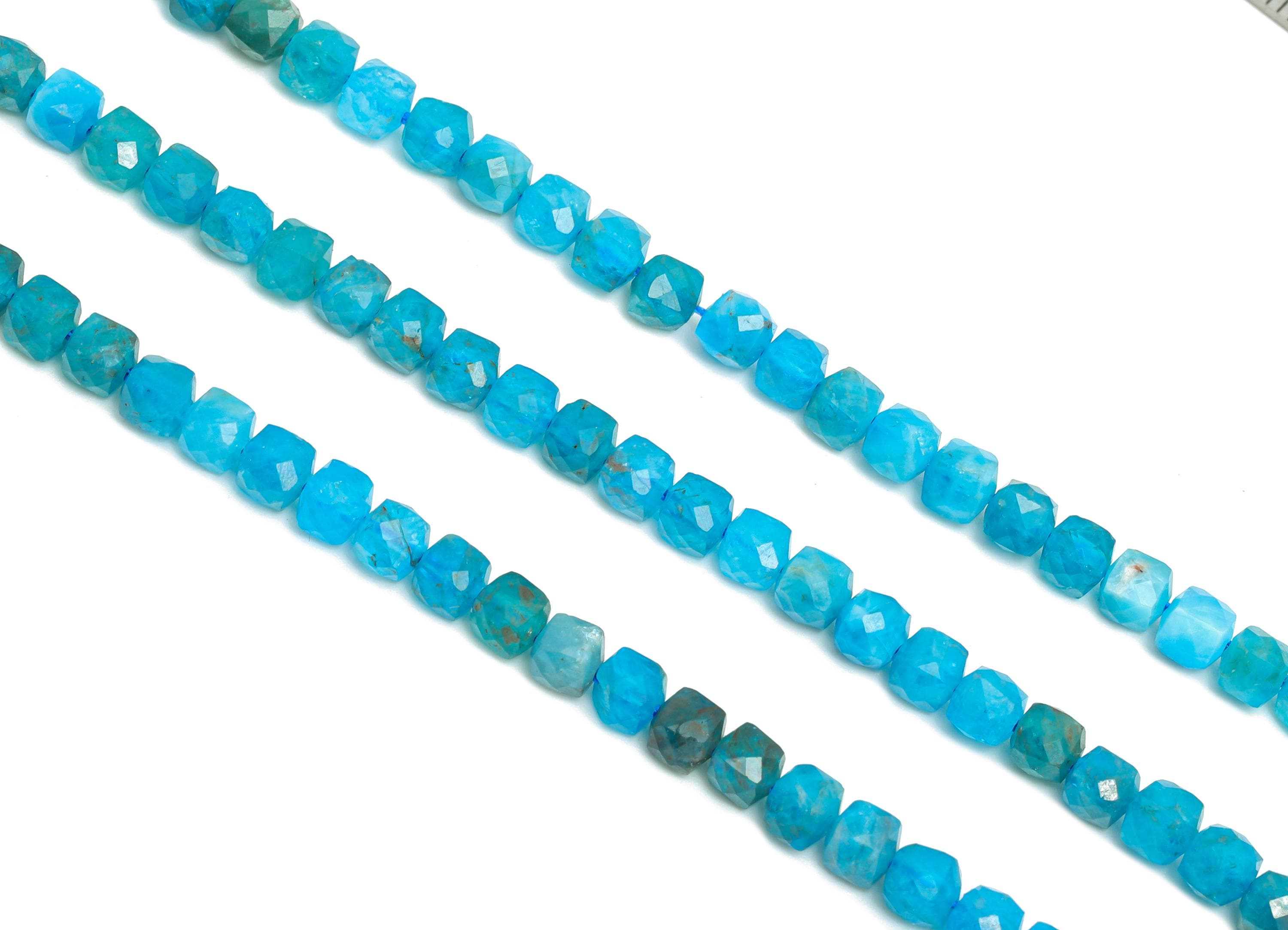 3mm Moroxite Natural Stone - Faceted Cube Moroxite 15.5 inch /Strand - High-Quality Gemstone Bead - Elegant Bead Craft Supplies - NS2459 - DOMEDBAZAAR