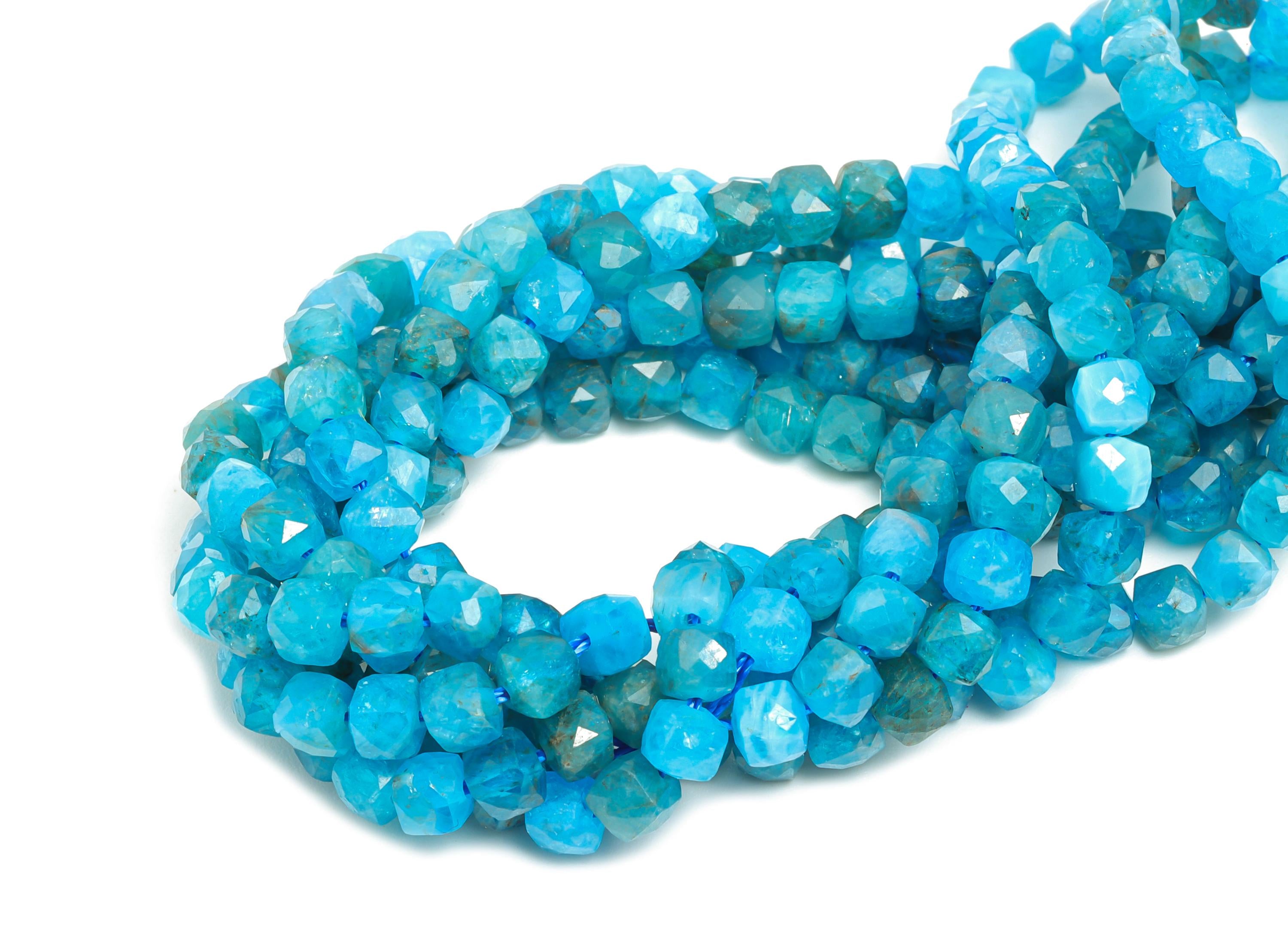 3mm Moroxite Natural Stone - Faceted Cube Moroxite 15.5 inch /Strand - High-Quality Gemstone Bead - Elegant Bead Craft Supplies - NS2459 - DOMEDBAZAAR