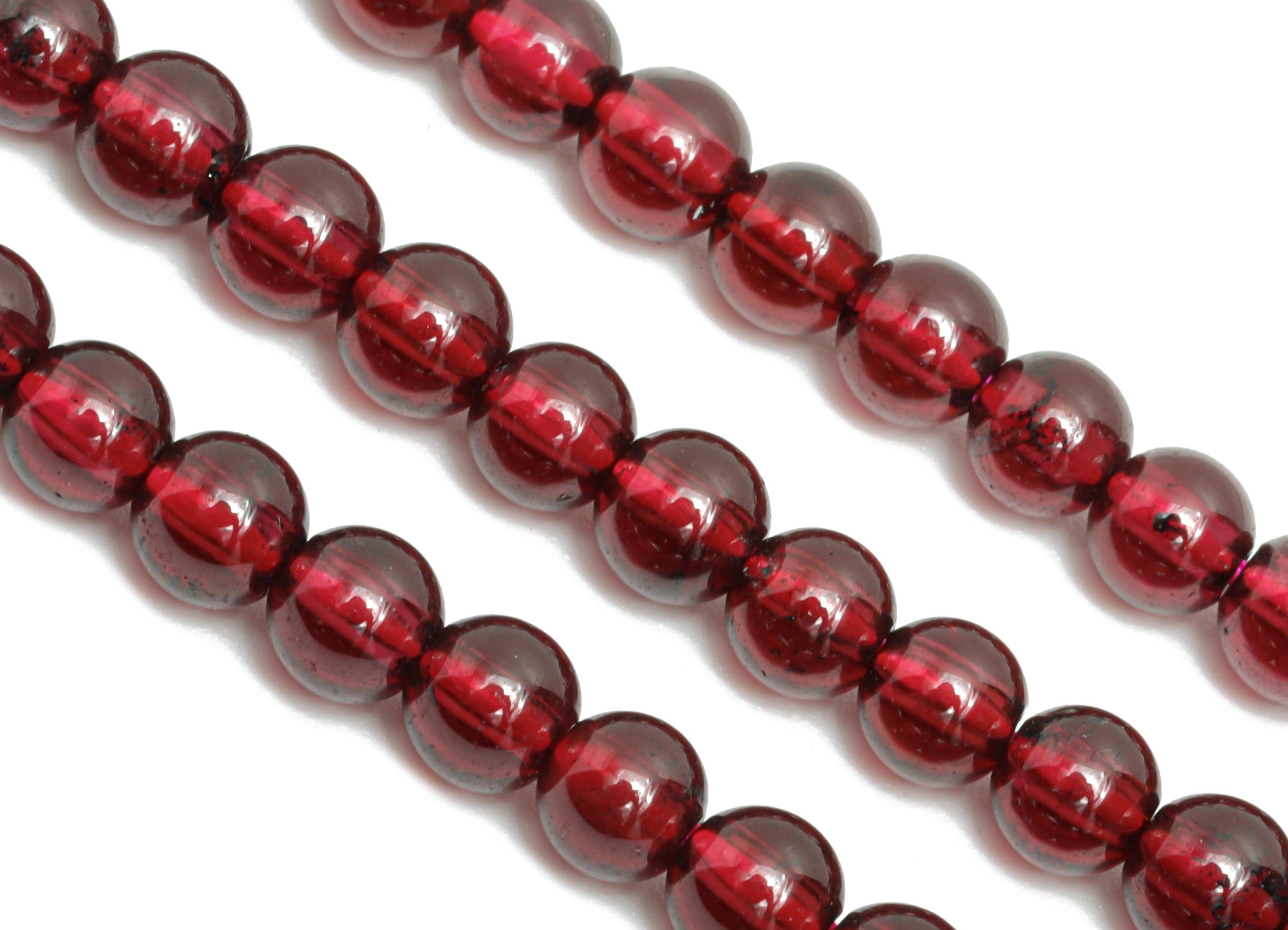 4mm Garnet Natural Stone - Smooth Round Garnet 15.5 inch /Strand - High-Quality Gemstone Bead - Elegant Purple Bead Craft Gemstone - NS2420 - DOMEDBAZAAR