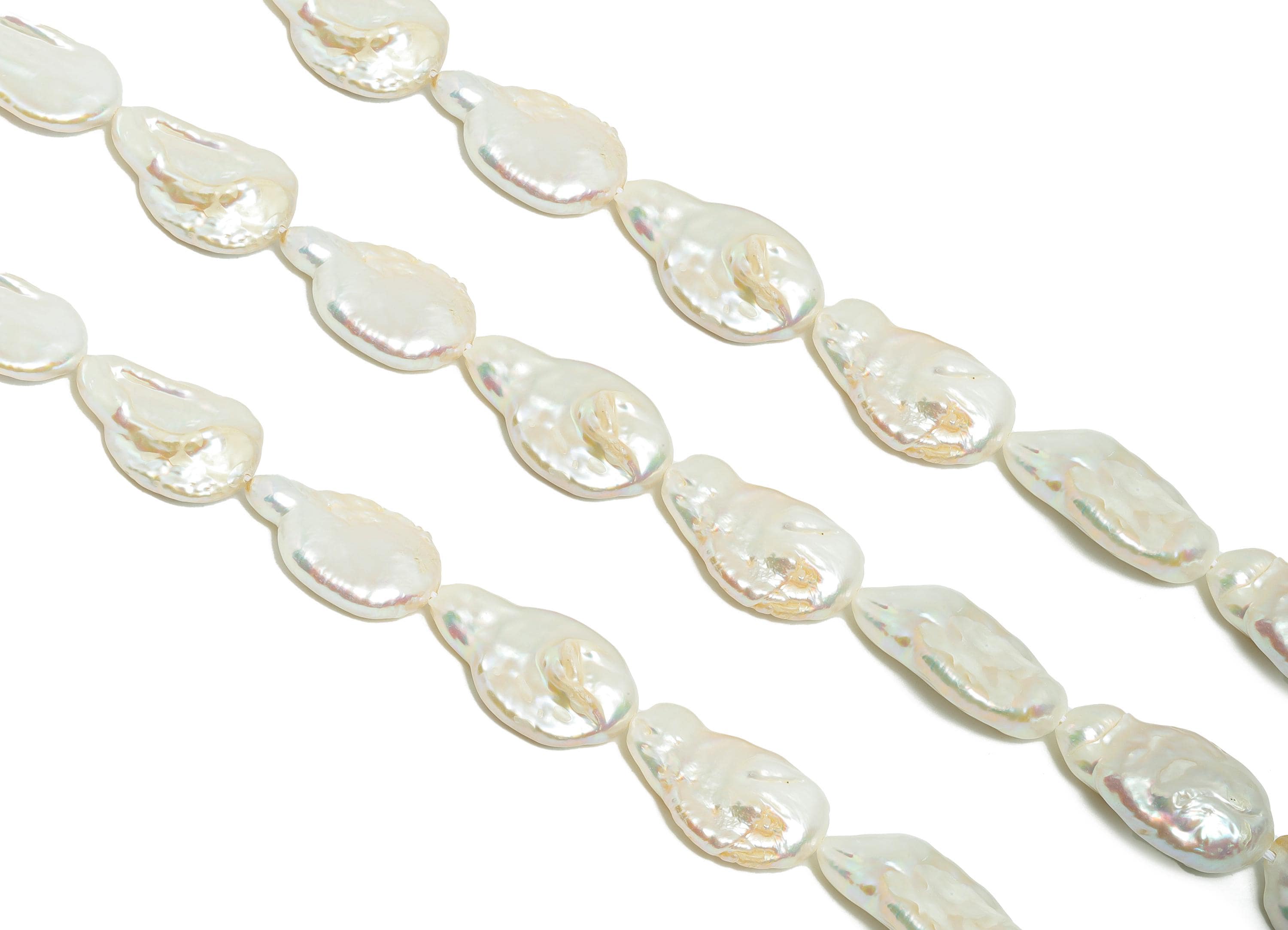 15mm Mother of Pearl - White Pearl Bead - Shell Pearl 15.5inch/Strand/17-21PCS - Pearl Bead for Jewelry - High-Quality Pearl -13x14mm-NS2427 - DOMEDBAZAAR