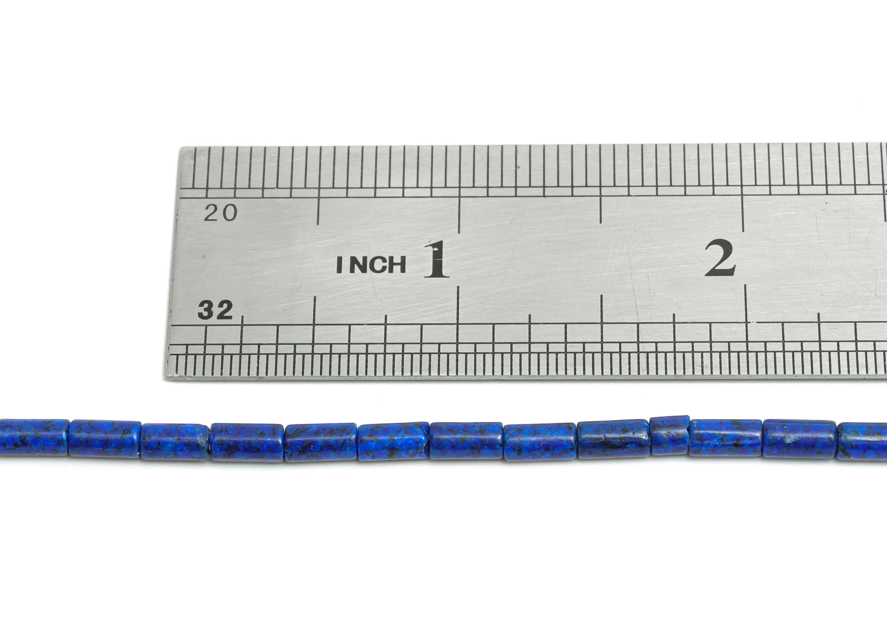 3x6mm Lapis Lazuli Natural Cylinder Beads - Cylinder Tube Lapis Lazuli 15.35 inch /Strand - Crafting Gemstone - Healing Stone Bead - NS2971 - DOMEDBAZAAR