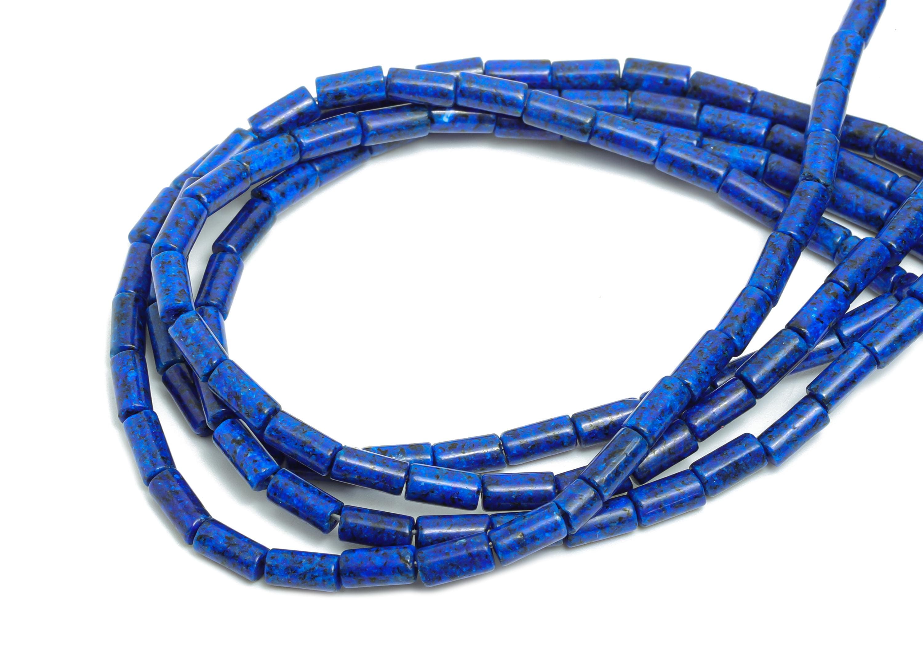 3x6mm Lapis Lazuli Natural Cylinder Beads - Cylinder Tube Lapis Lazuli 15.35 inch /Strand - Crafting Gemstone - Healing Stone Bead - NS2971 - DOMEDBAZAAR