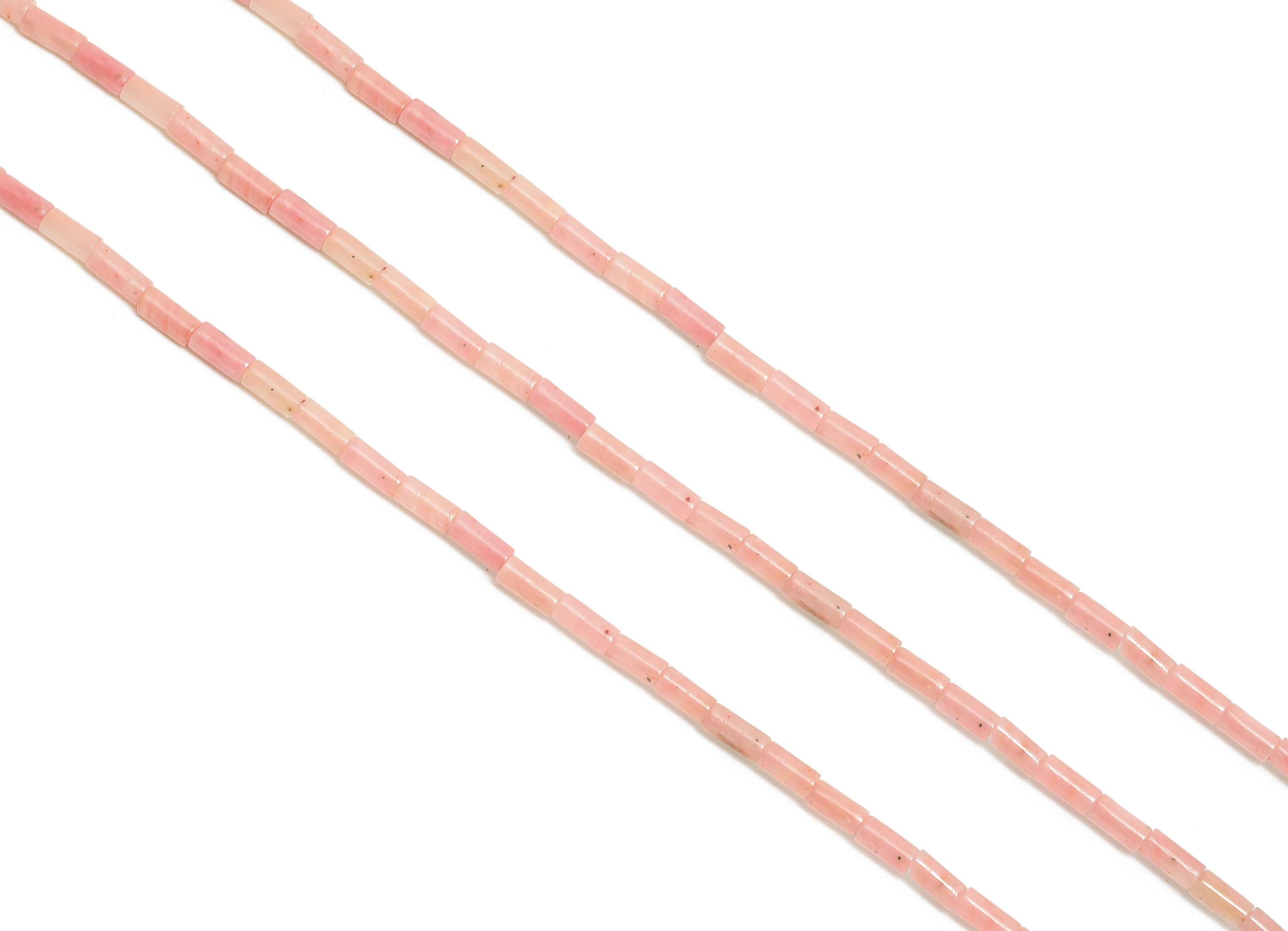 2x4mm Red Wood Cylinder Bead - Cylinder Tube Red Wood Grain Natural Stone 15.35 Inch/Strand - Healing Stone Bead - Craft Making Bead -NS2962 - DOMEDBAZAAR