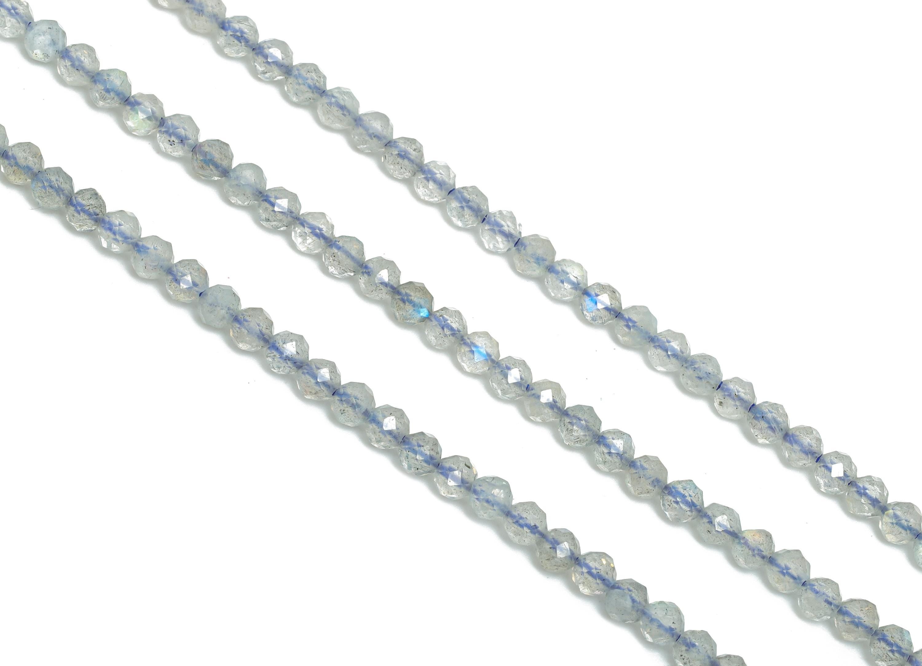 3mm Labradorite Natural Stone Beads - Faceted Round Labradorite 15.5 inch /Strand - DIY Crafting Gemstone Bead - Bead Craft Making - NS2959 - DOMEDBAZAAR