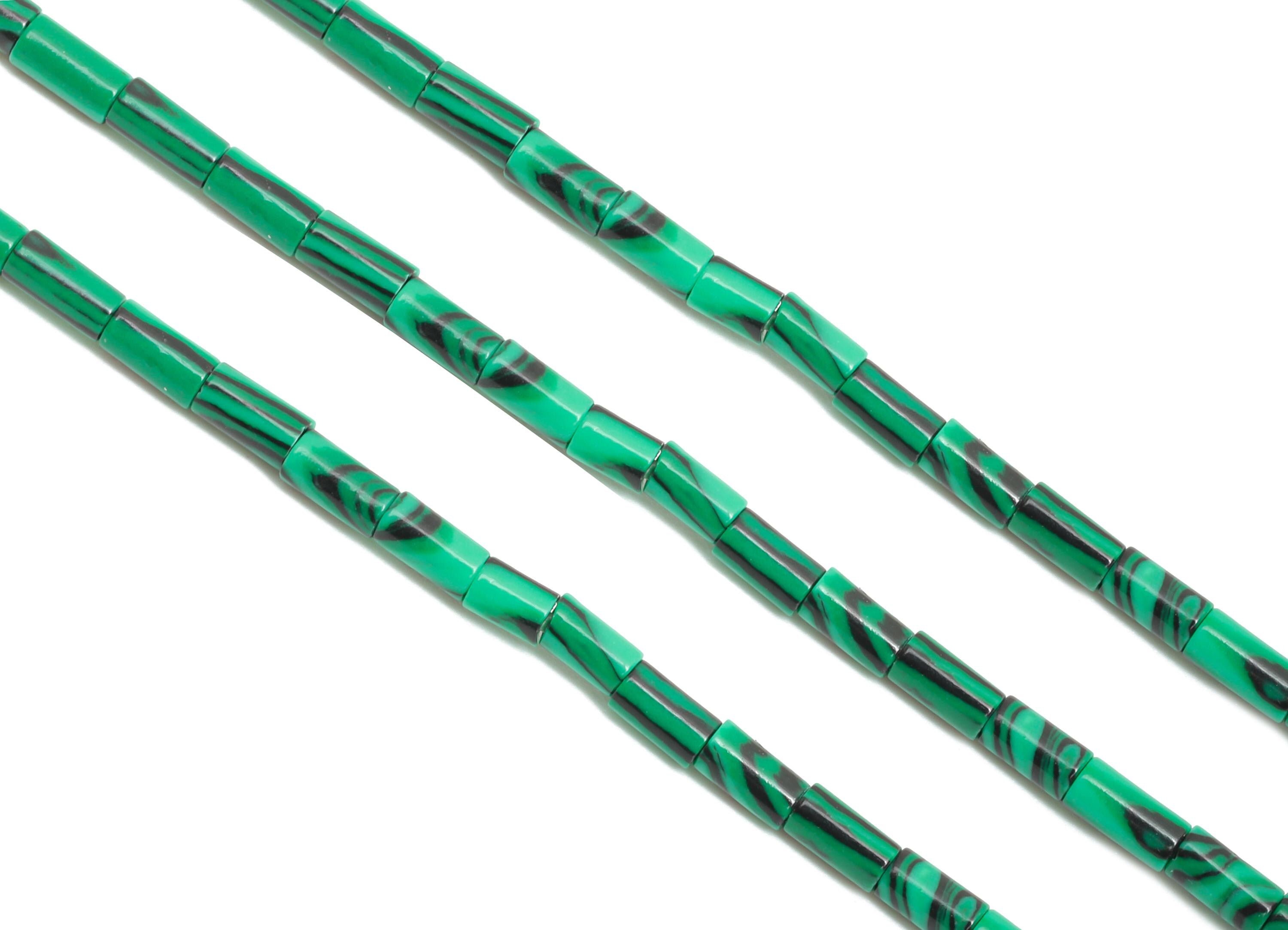 2x4mm Malachite Cylinder Bead - Cylinder Tube Malachite 15.35 Inch/Strand - Healing Stone Bead - Craft Making Bead - Stone Supplies - NS2965 - DOMEDBAZAAR