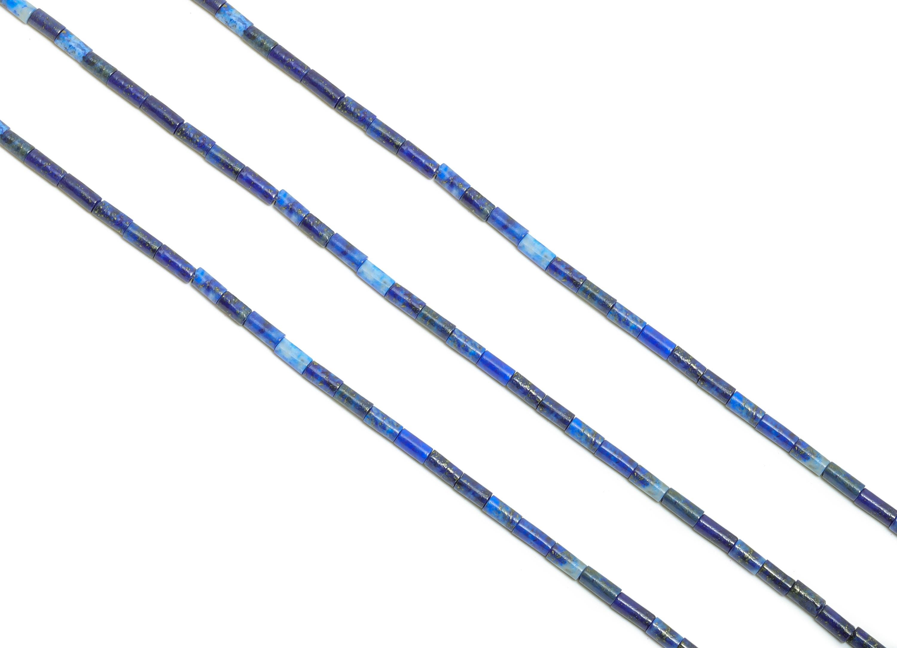 4x2mm Lapis lazuli Natural Stone Beads - Cylinde Bead Lapis lazuli 15.35 Inch/Strand - Cylinde Tube Bead - DIY Craft Making Bead - NS2963 - DOMEDBAZAAR