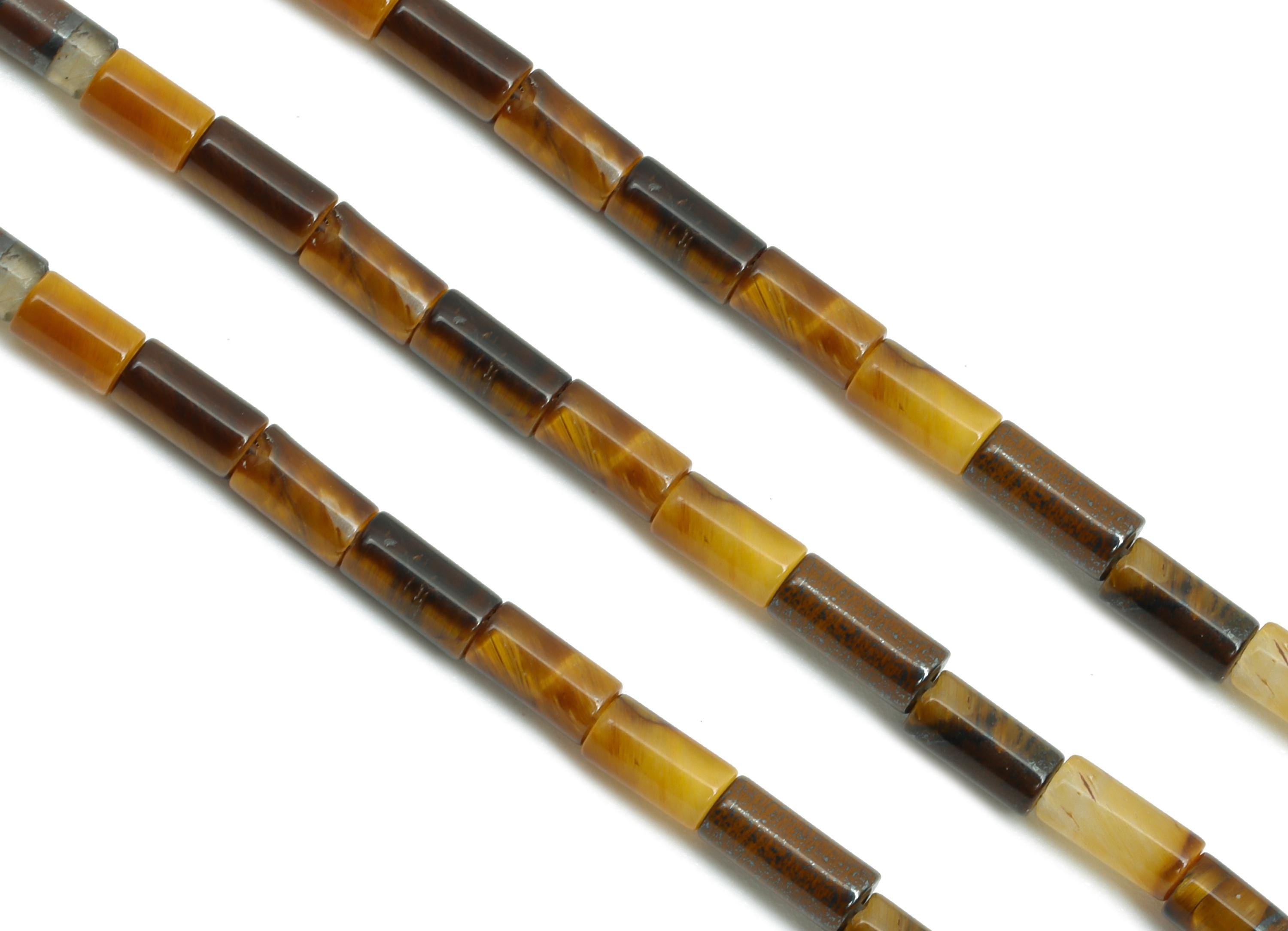 2x4mm Tigereye Cylinder Beads - Cylinder Tube Tigereye Stone 15.35 Inch/Strand - High-Quality Gemstone Bead - Bead Craft Supplies - NS2966 - DOMEDBAZAAR