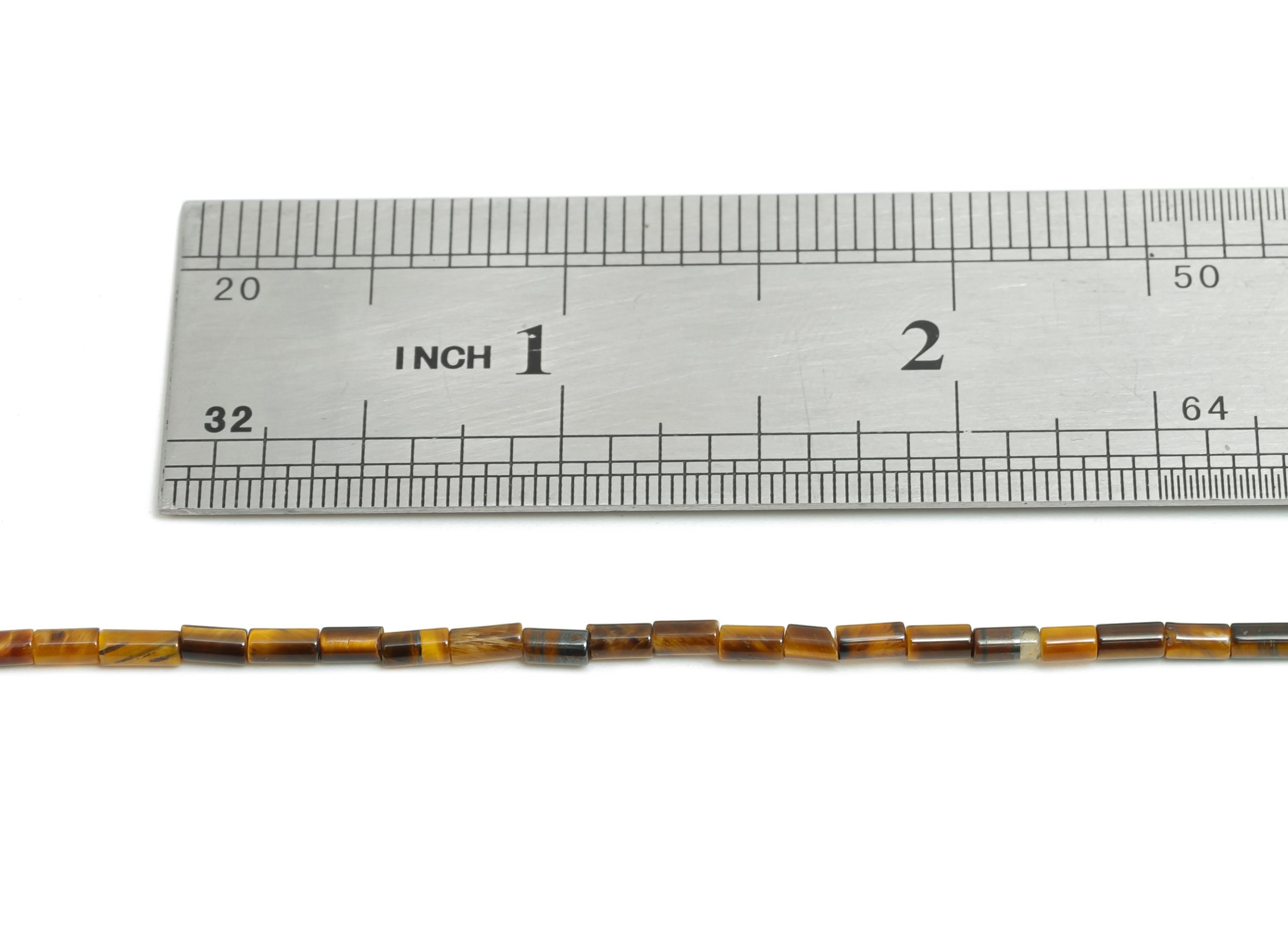 2x4mm Tigereye Cylinder Beads - Cylinder Tube Tigereye Stone 15.35 Inch/Strand - High-Quality Gemstone Bead - Bead Craft Supplies - NS2966 - DOMEDBAZAAR