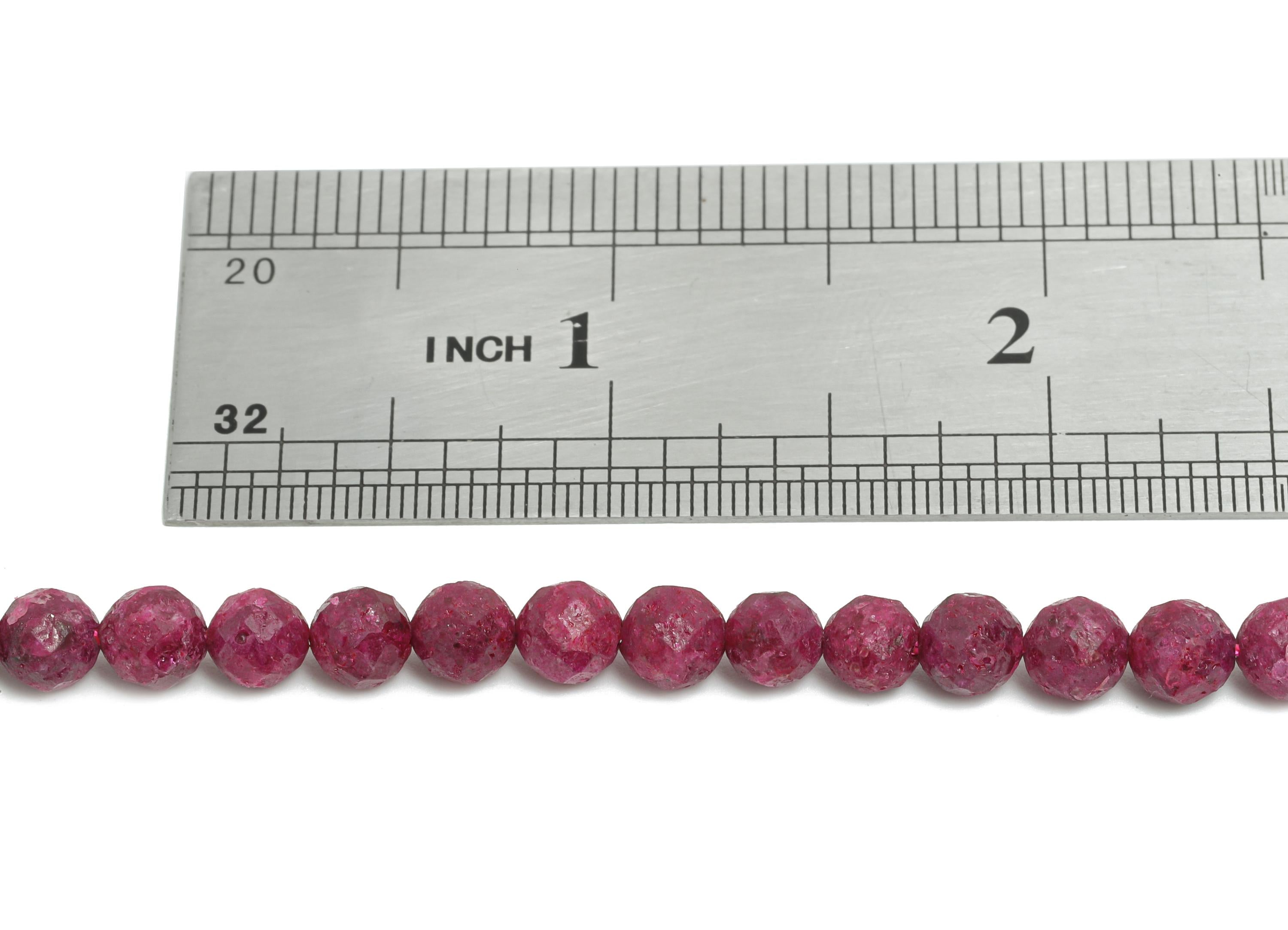 6mm Ruby Natural Stone Bead - Faceted Round Ruby 15.5 inch /Strand - Crafting Gemstone Bead - Healing Stone Bead - Bead Craft Making -NS2443 - DOMEDBAZAAR
