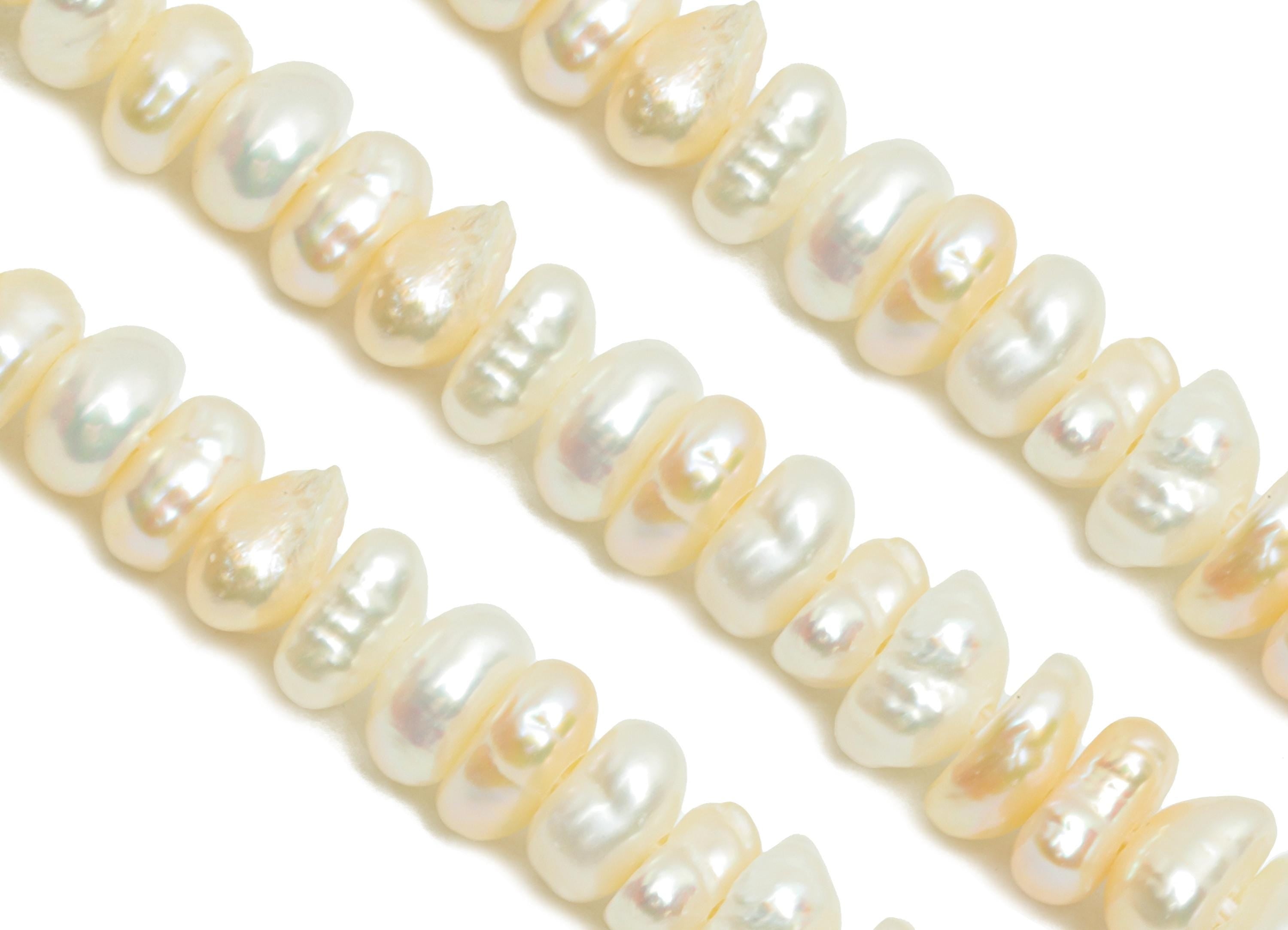 34cm Natural Pearl - Classic White Pearls - Nugget Pearl 13.39 inch/Strand - Pearl Bead for Jewelry - High-Quality Pearl - 5x2mm - NS2953 - DOMEDBAZAAR