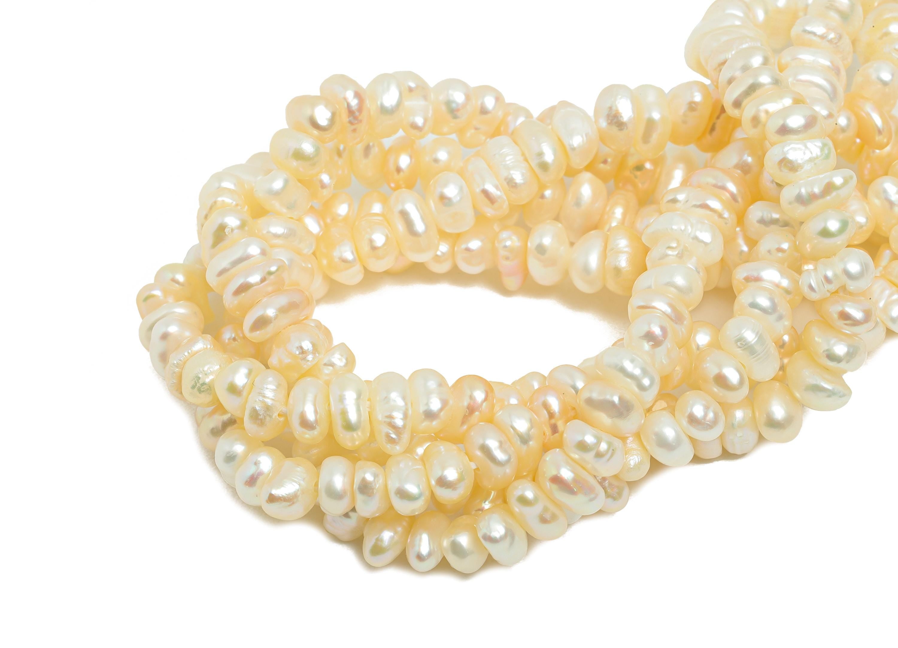 34cm Natural Pearl - Classic White Pearls - Nugget Pearl 13.39 inch/Strand - Pearl Bead for Jewelry - High-Quality Pearl - 5x2mm - NS2953 - DOMEDBAZAAR