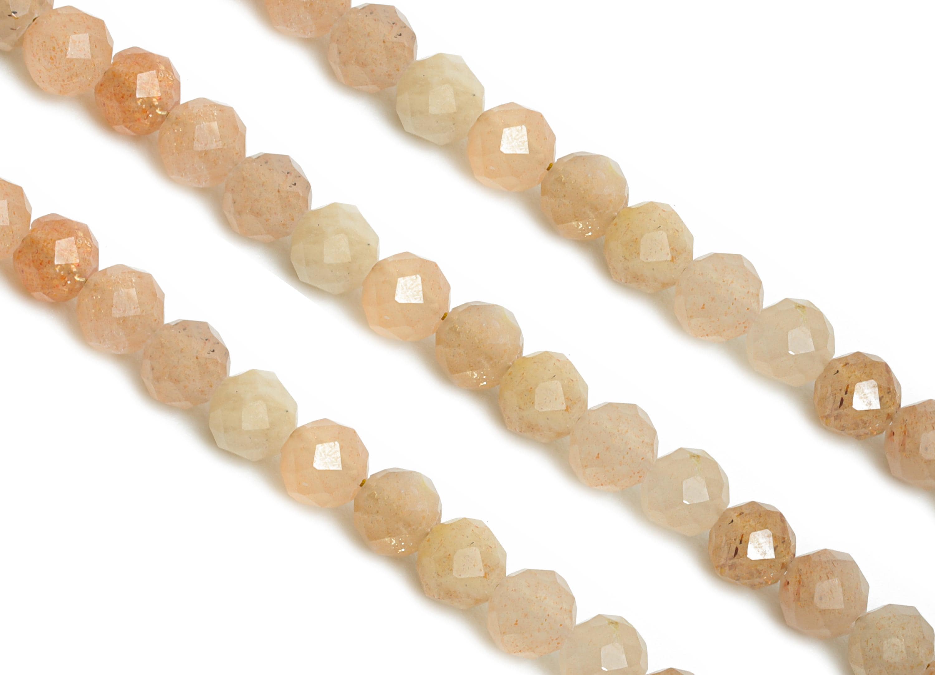 3mm The Sunstone Necklace Strand - Faceted Round The Sunstone 15.35inch/Strand - Necklace Craft DIY - Bead Supplies - 2.38x2mm - NS2473 - DOMEDBAZAAR