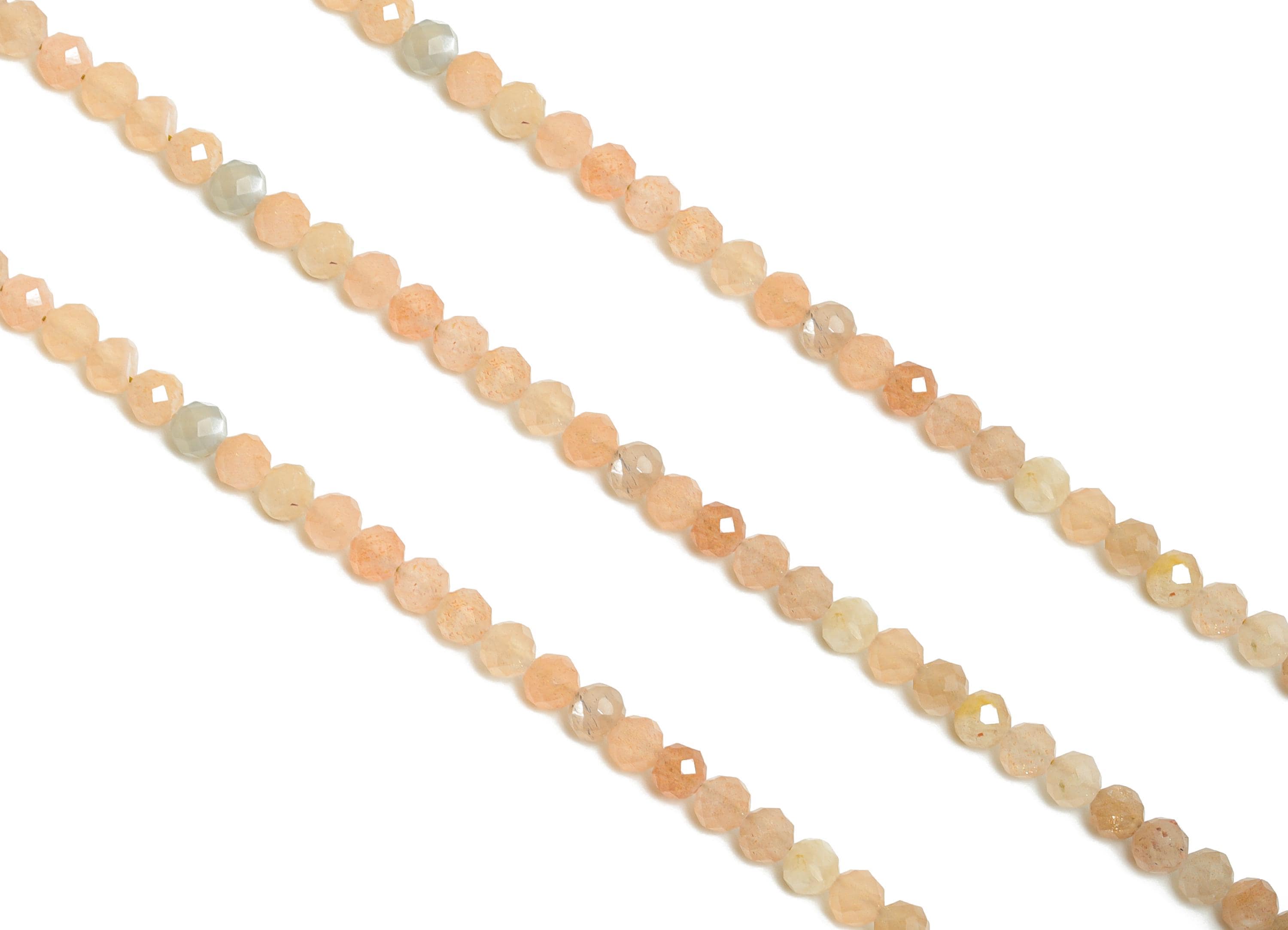 3mm The Sunstone Necklace Strand - Faceted Round The Sunstone 15.35inch/Strand - Necklace Craft DIY - Bead Supplies - 2.38x2mm - NS2473 - DOMEDBAZAAR