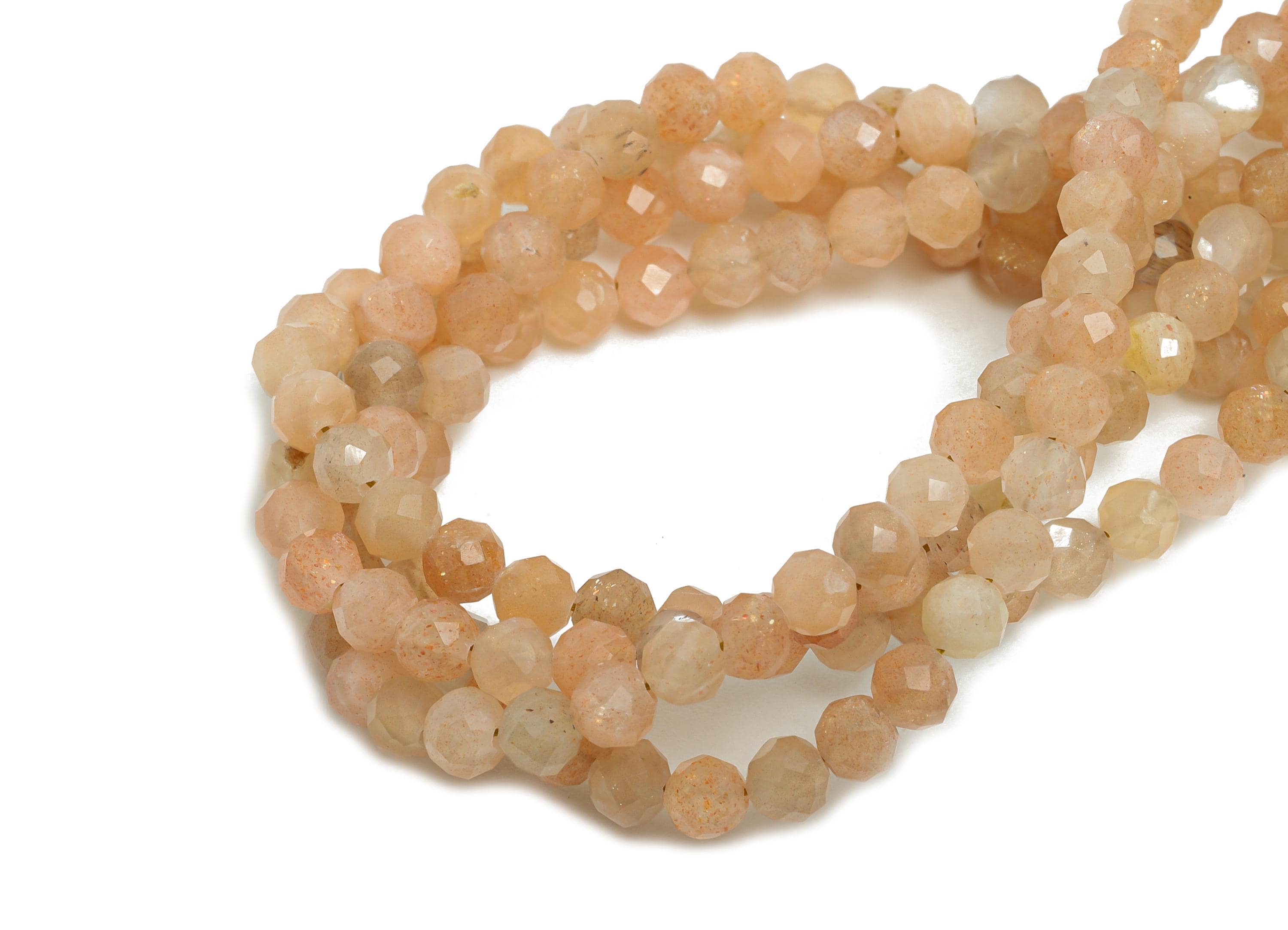 3mm The Sunstone Necklace Strand - Faceted Round The Sunstone 15.35inch/Strand - Necklace Craft DIY - Bead Supplies - 2.38x2mm - NS2473 - DOMEDBAZAAR