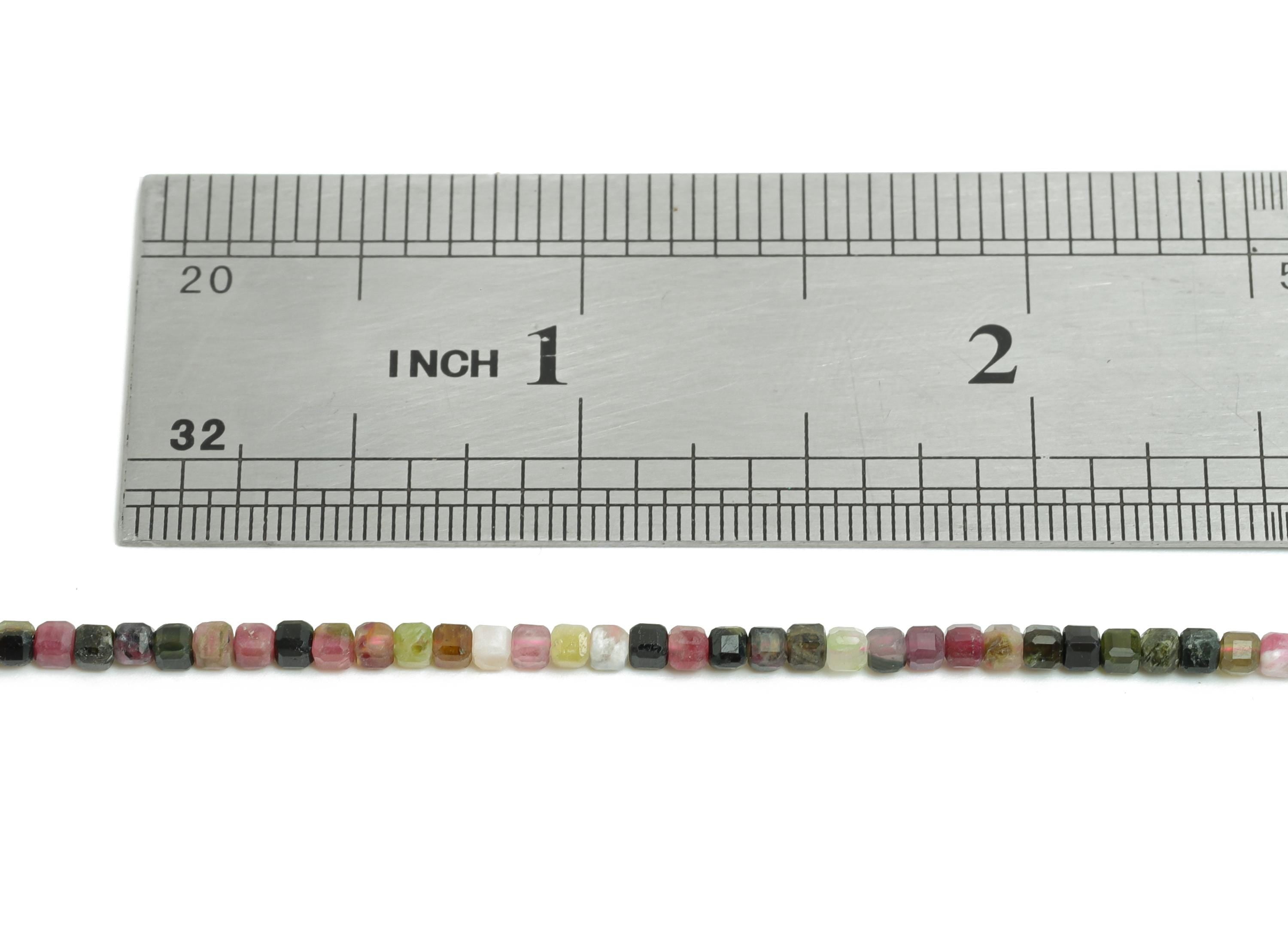 2mm Tourmaline Bracelet Strand - Faceted Cube Tourmaline Stone 6.3inch/Strand - Necklace Craft - Bead Bracelet Supplies - 2.38x2mm - NS2474 - DOMEDBAZAAR