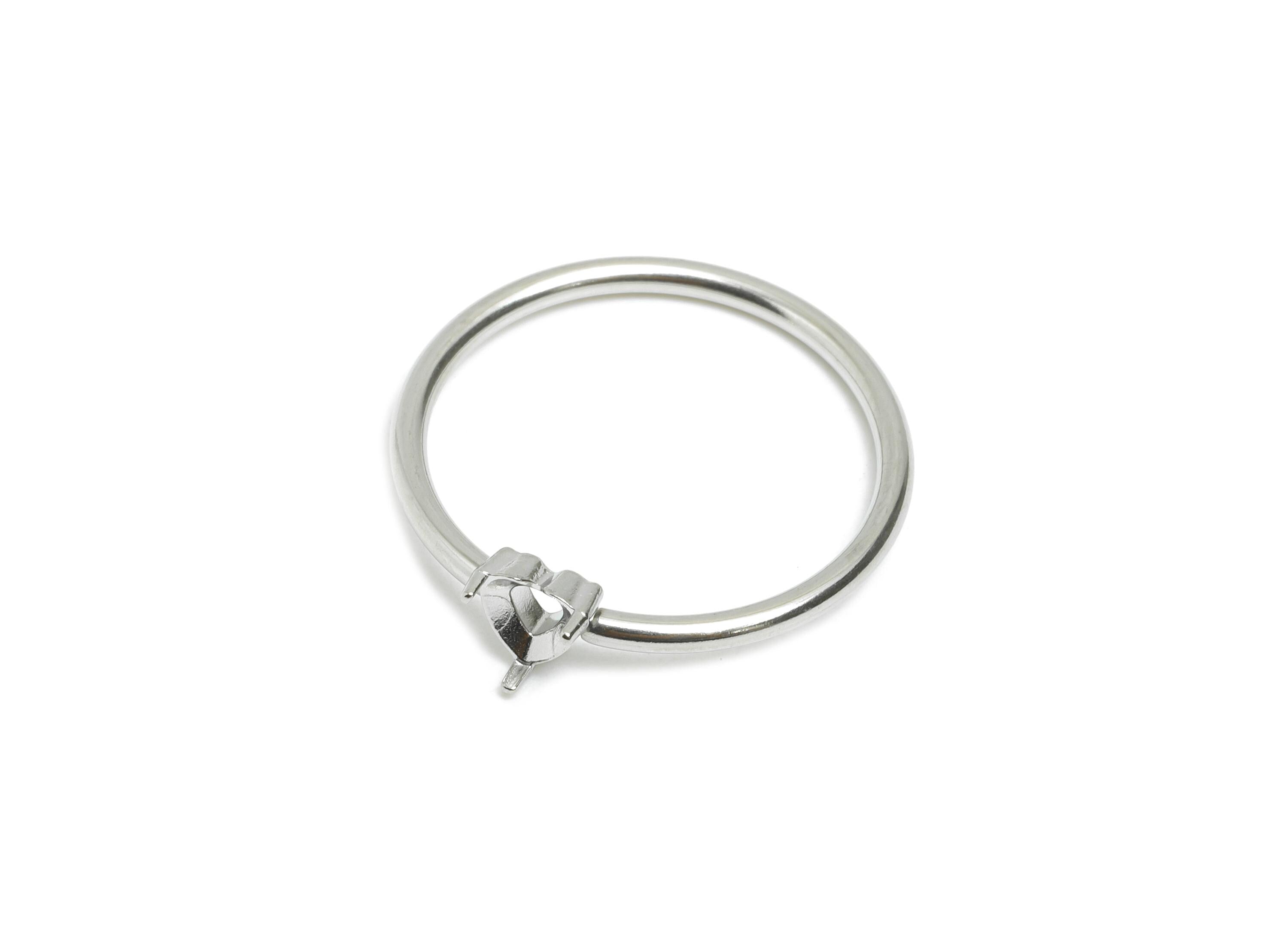 4x4mm Heart Setting Ring - Ring Inner Size #7/17.3mm - Steel Gemstone Holder Cabochon Ring Base - Prong Setting Ring - 22x20x1mm - SS1555-7 - DOMEDBAZAAR