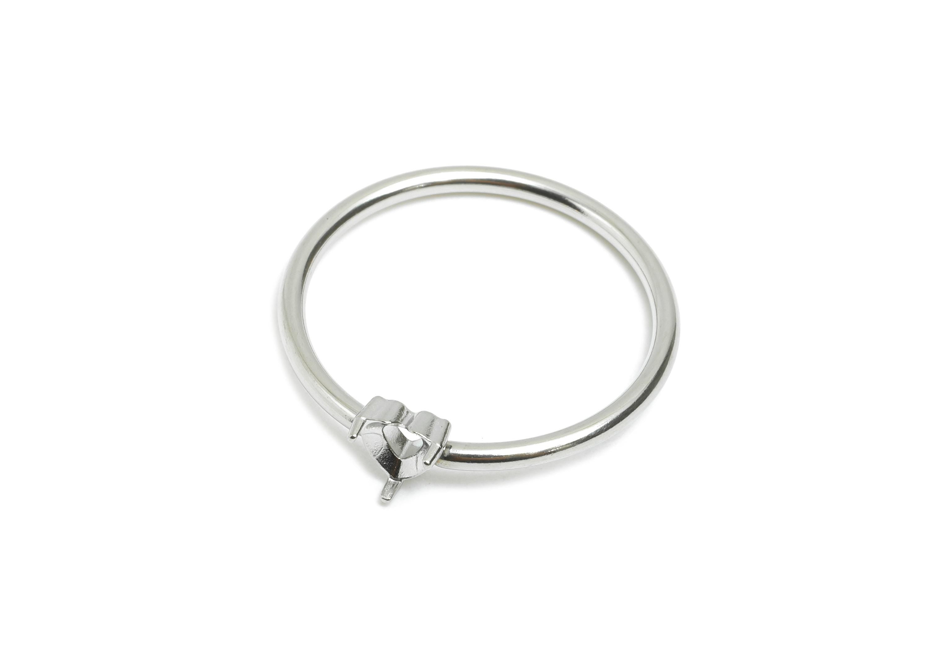 4x4mm Heart Setting Ring - Ring Inner Size #8/18.1mm - Steel Gemstone Holder Cabochon Ring Base - Prong Setting Ring  - 22x21x1.5mm-SS1555-8 - DOMEDBAZAAR