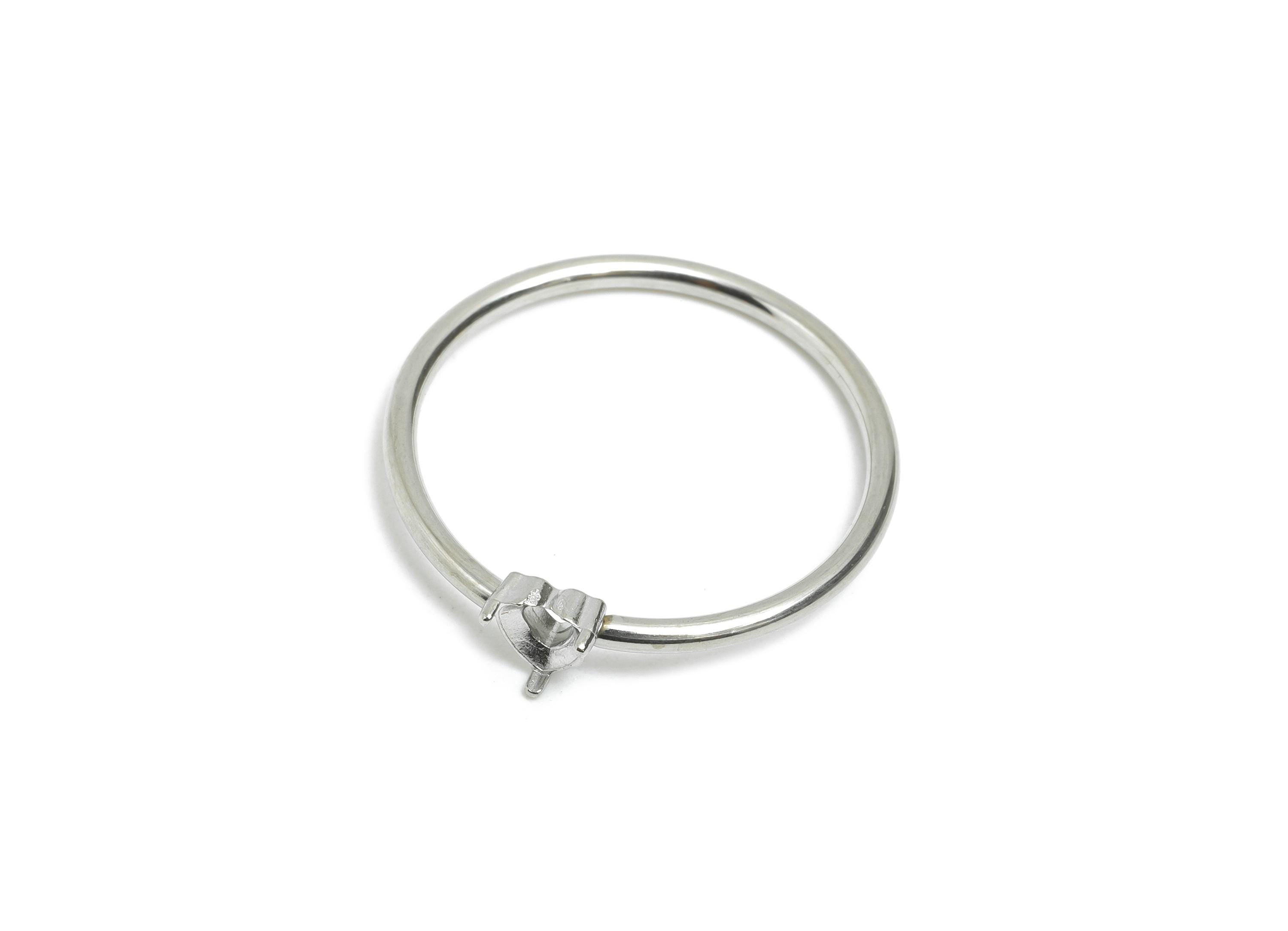4x4mm Heart Setting Ring - Ring Inner Size #9/18.9mm - Steel Gemstone Holder Cabochon Ring Base - Prong Setting Ring  - 23x22x1mm - SS1555-9 - DOMEDBAZAAR