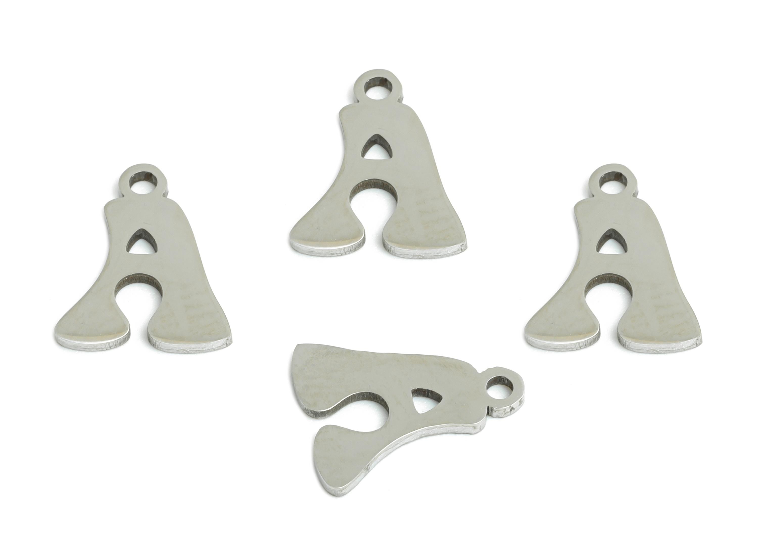 Steel Letter A Charms - Personalized Initial Pendant for Bracelet - Unique Name Jewelry - Stylish Statement DIY - 12.2x9.38x0.98mm - SS2383 - DOMEDBAZAAR