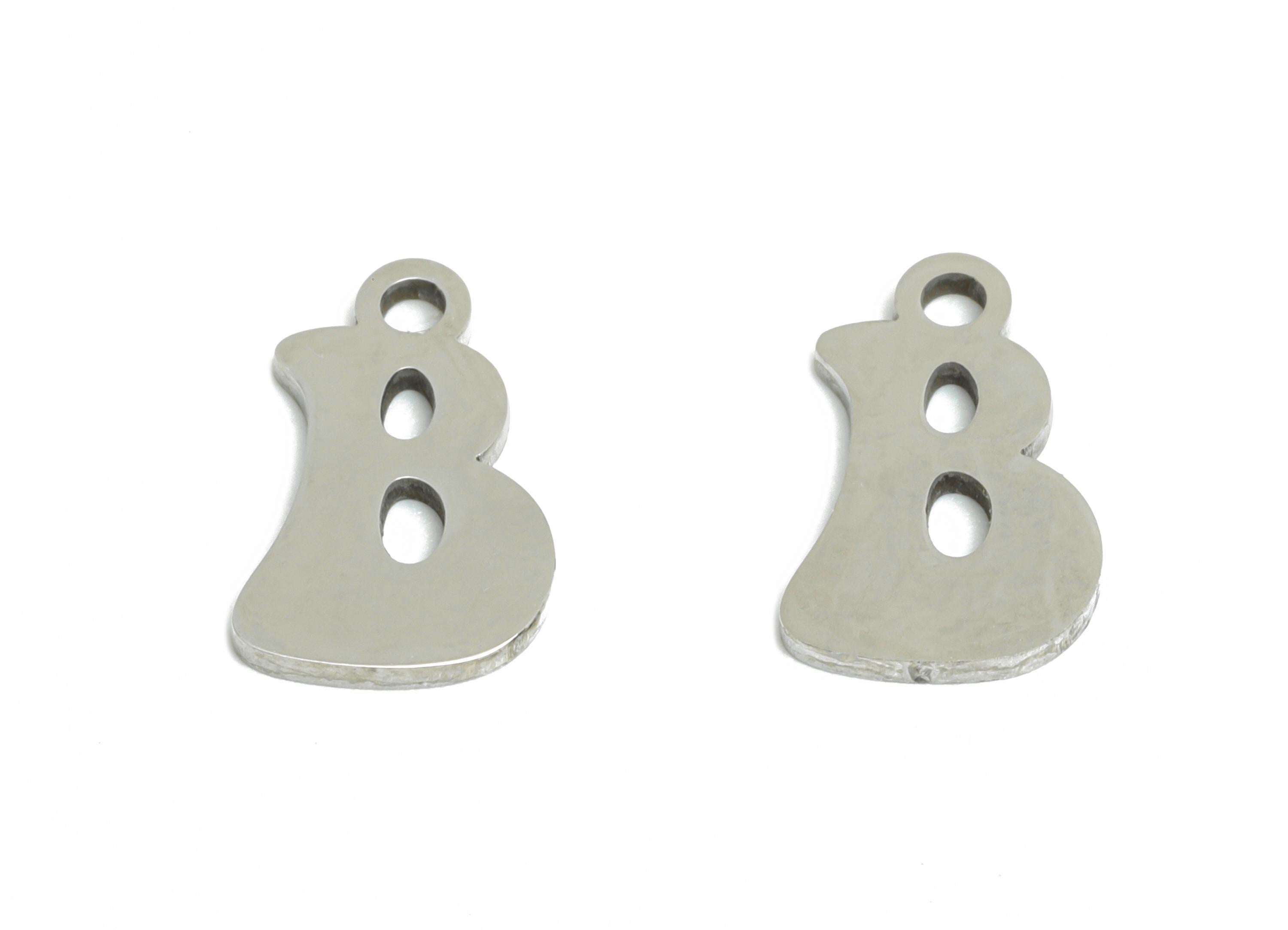 Steel Letter B Charms - Personalized Initial Pendant for Bracelet - Unique Name Jewelry - Stylish Statement DIY - 11.8x7.8x0.98mm - SS2384 - DOMEDBAZAAR