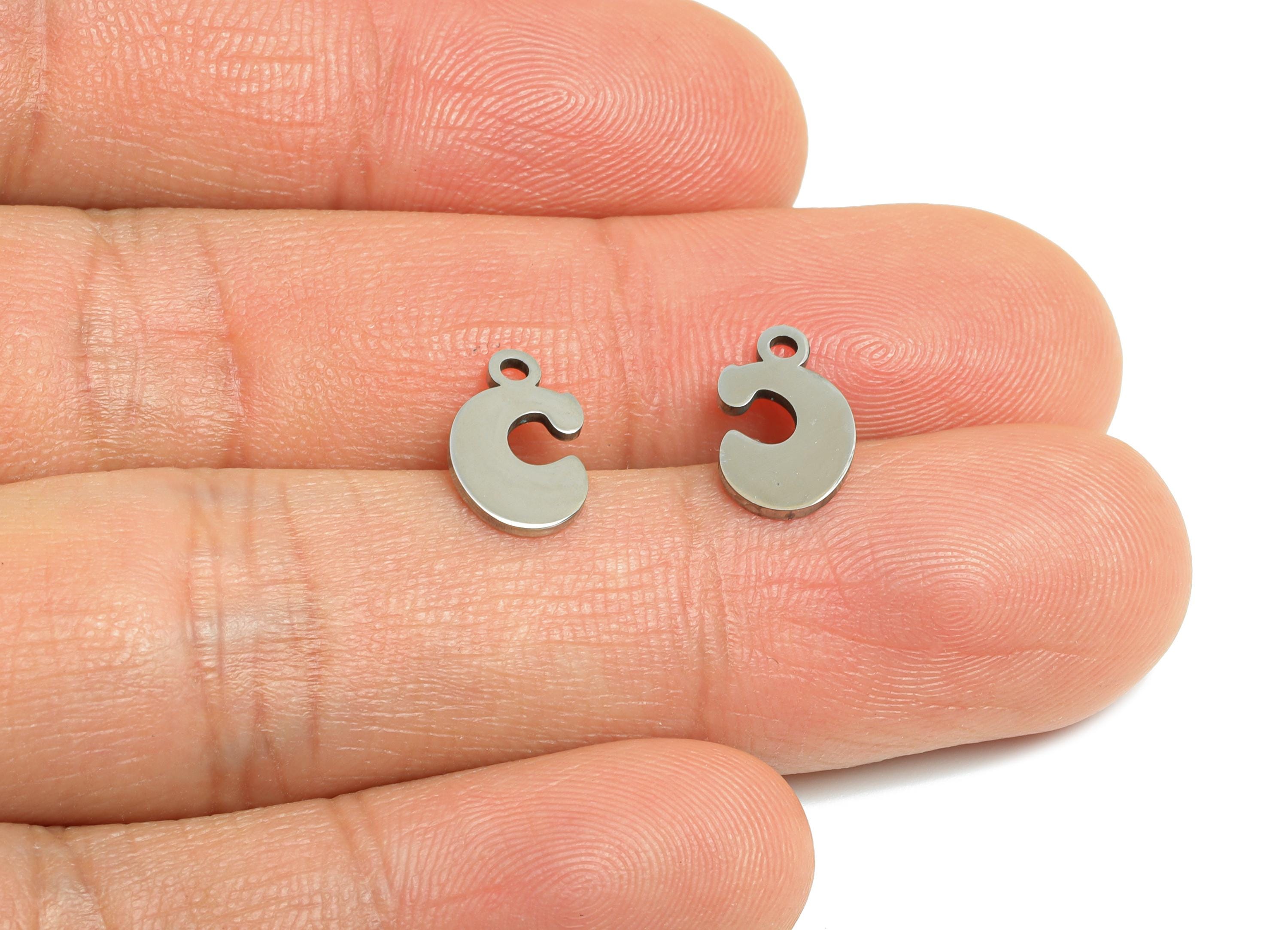 Steel Letter C Charms - Personalized Initial Pendant for Bracelet - Unique Name Jewelry - Stylish Statement DIY - 11.9x7.3x0.98mm - SS2385 - DOMEDBAZAAR