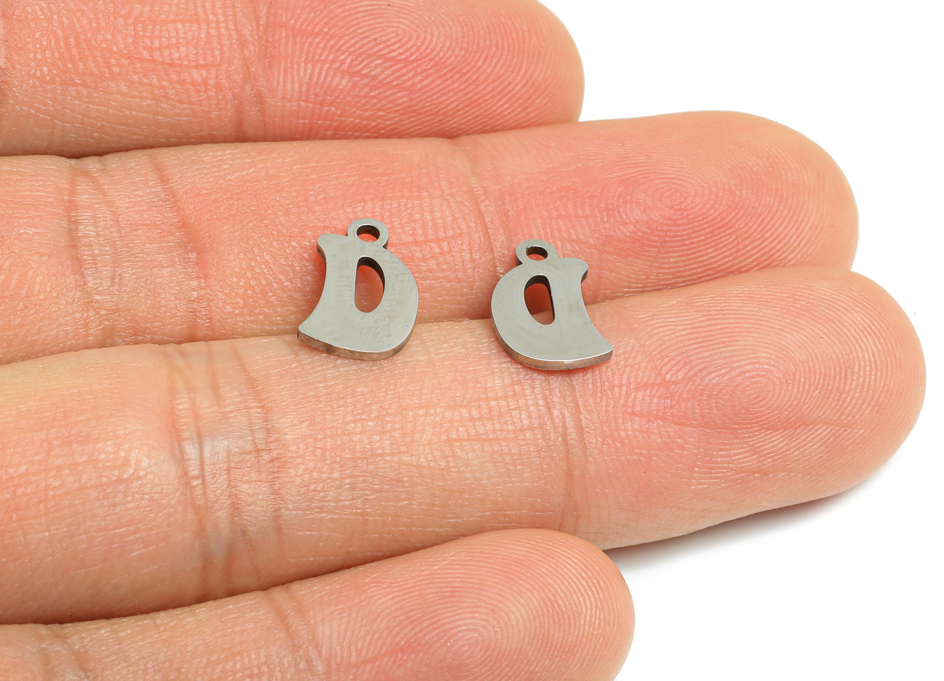 Steel Letter D Charms - Personalized Initial Pendant for Bracelet - Unique Name Jewelry - Stylish Statement DIY - 11.87x7.57x0.98mm - SS2386 - DOMEDBAZAAR
