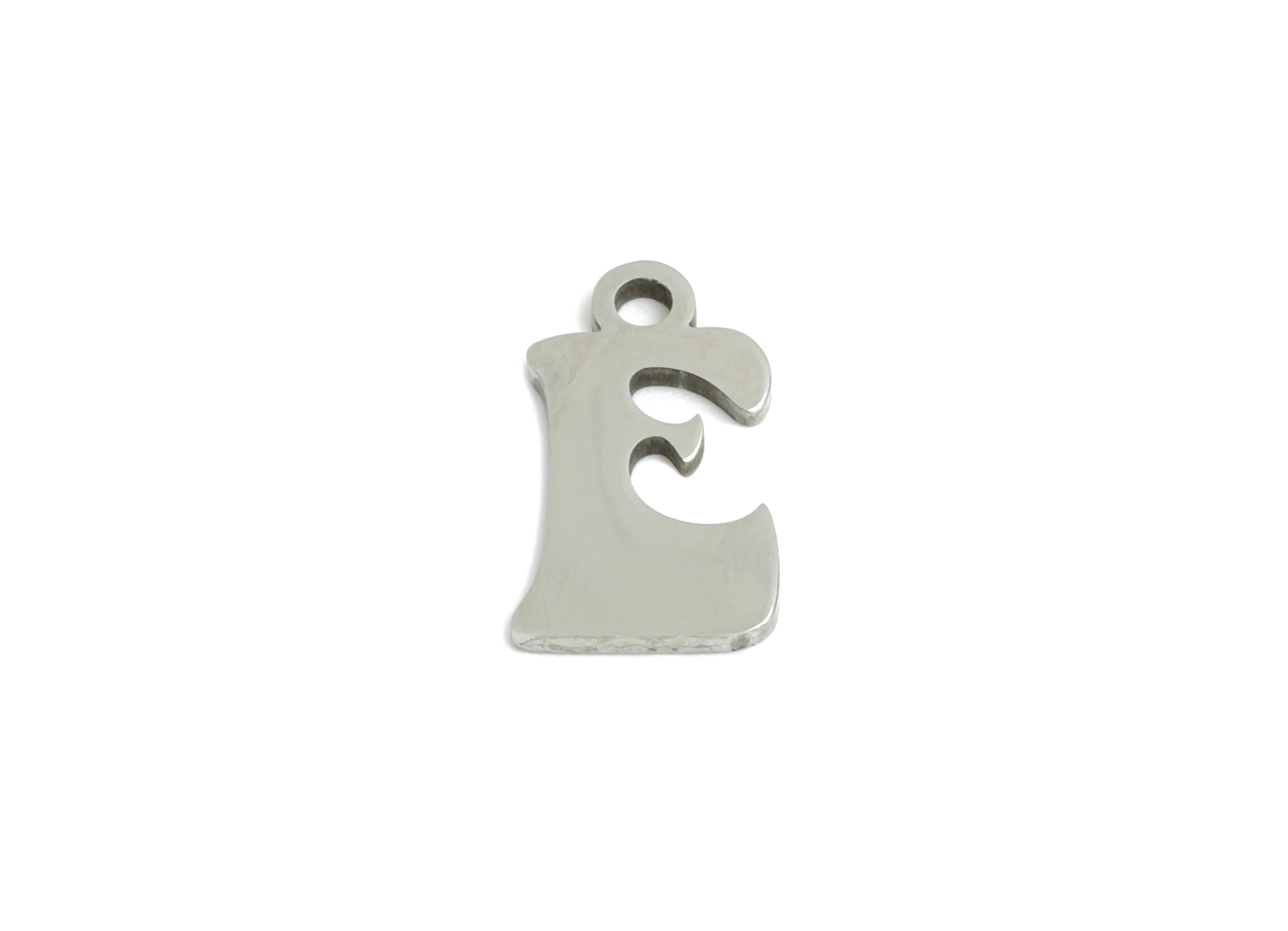 Steel Letter E Charms - Personalized Initial Pendant for Bracelet - Unique Name Jewelry - Stylish Statement DIY - 11.87x6.87x0.98mm - SS2387 - DOMEDBAZAAR