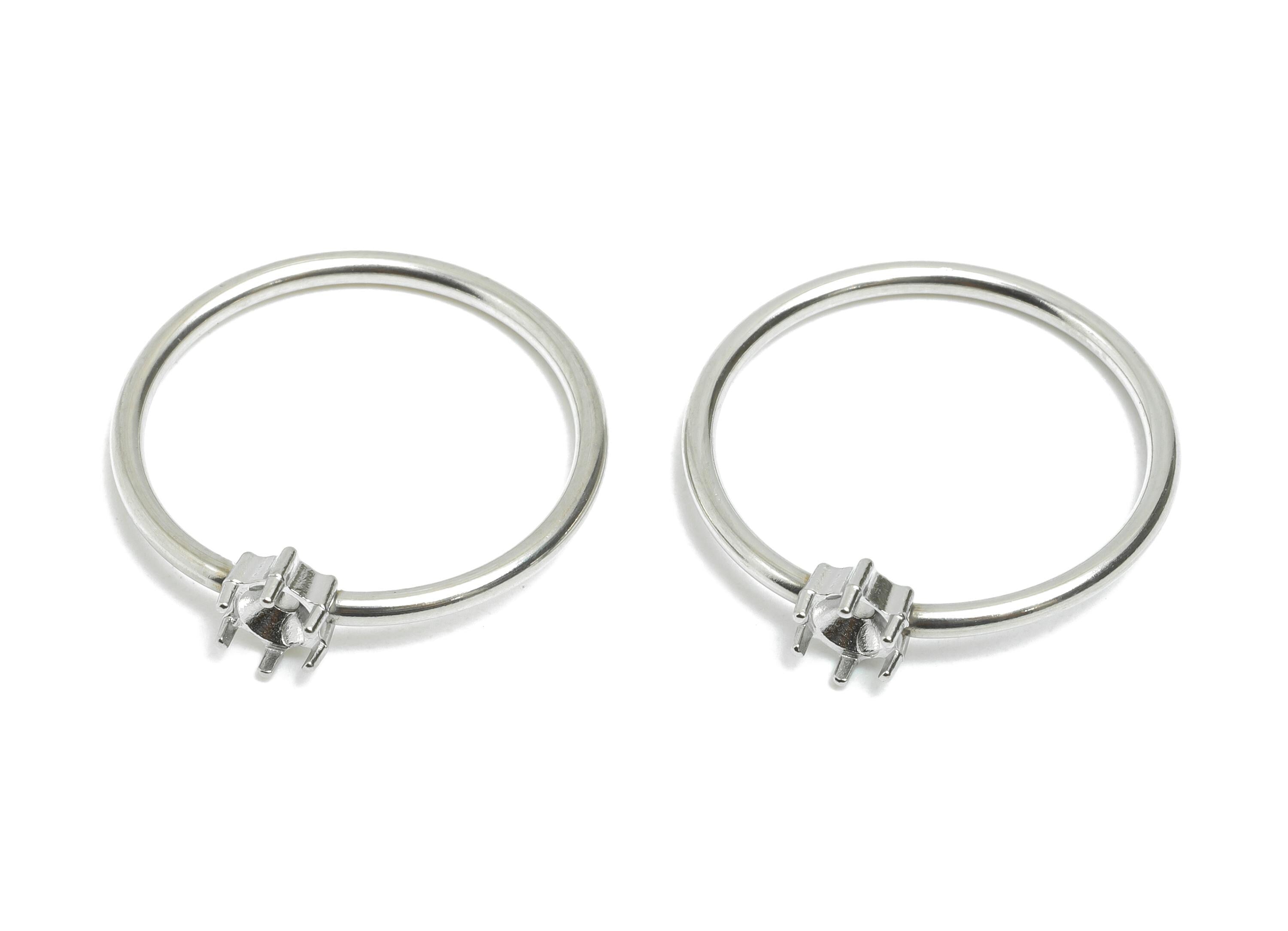 4mm Round Setting Ring - Ring Inner Size #8/18.1mm - Steel Gemstone Holder Cabochon Ring Base - Prong Setting Ring - 22x21x1.5mm - SS1554-8 - DOMEDBAZAAR