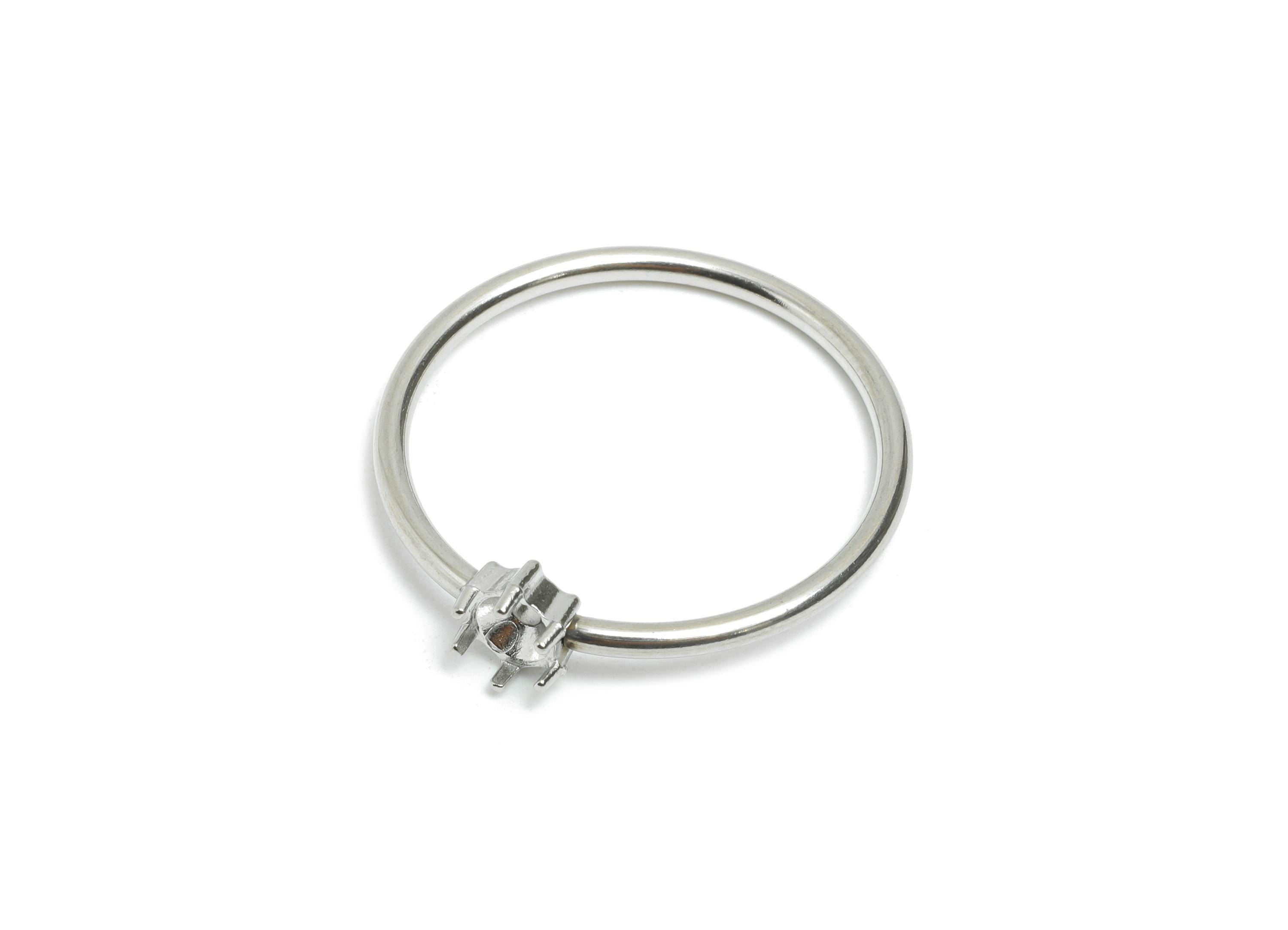 4mm Round Setting Ring - Ring Inner Size #9/18.9mm - Steel Gemstone Holder Cabochon Ring Base - Prong Setting Ring- 23x21x1.5mm-SS1554-9 - DOMEDBAZAAR