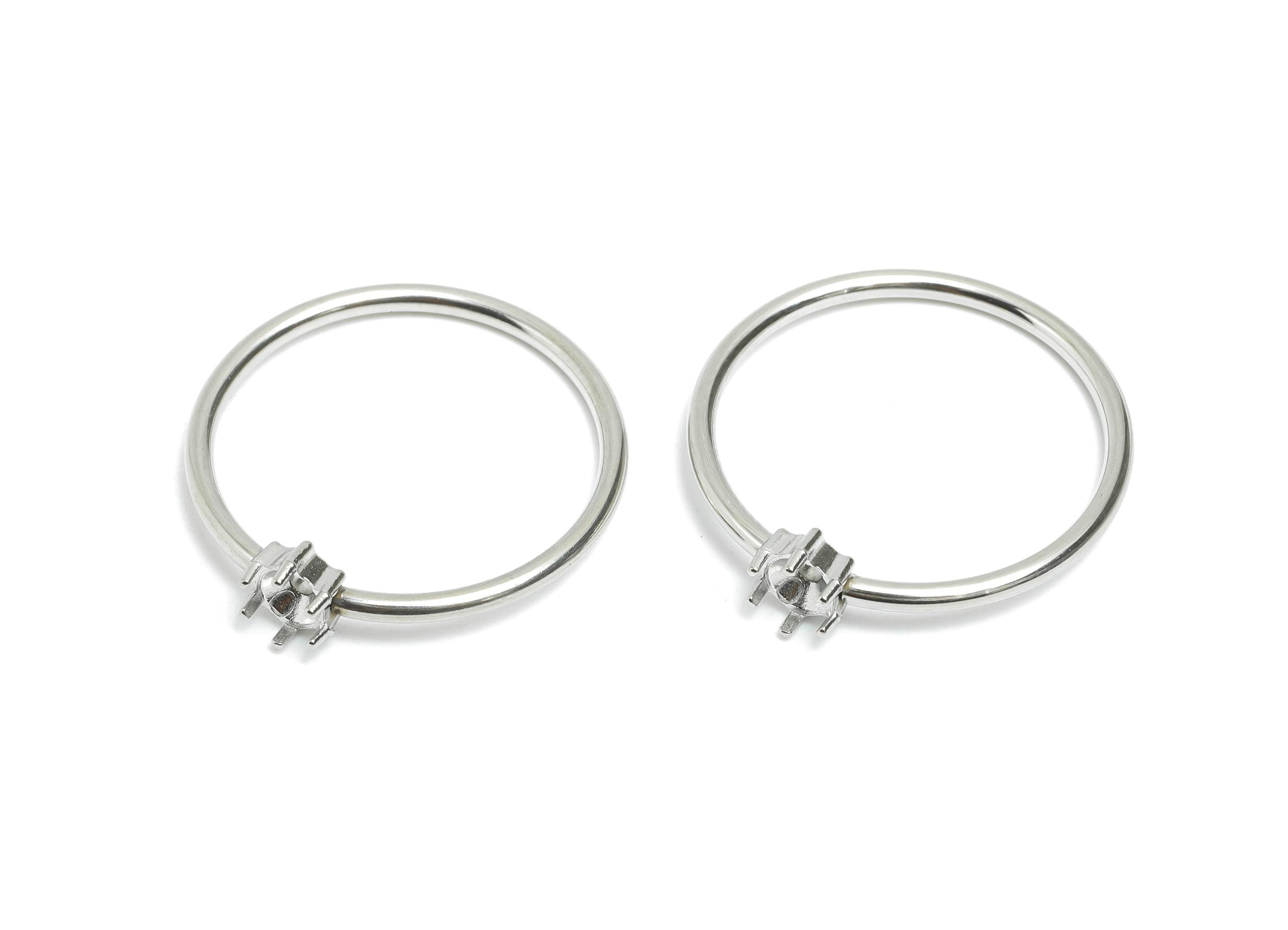 4mm Round Setting Ring - Ring Inner Size #9/18.9mm - Steel Gemstone Holder Cabochon Ring Base - Prong Setting Ring- 23x21x1.5mm-SS1554-9 - DOMEDBAZAAR