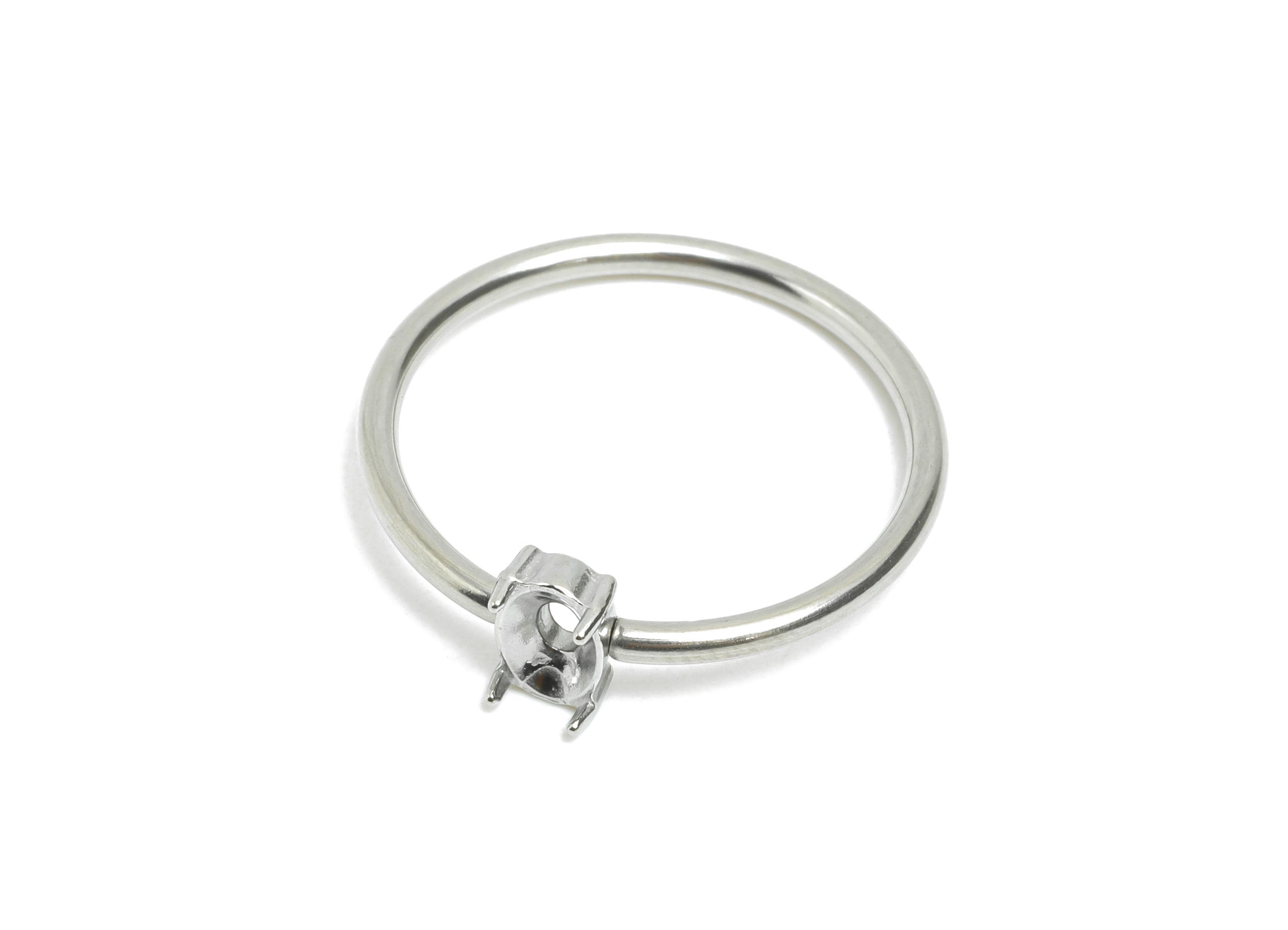 4x6mm Oval Setting Ring - Ring Inner Size #7/17.3mm - Steel Gemstone Holder Cabochon Ring Base - Prong Setting Ring - 21x20x1.5mm - SS1553-7 - DOMEDBAZAAR