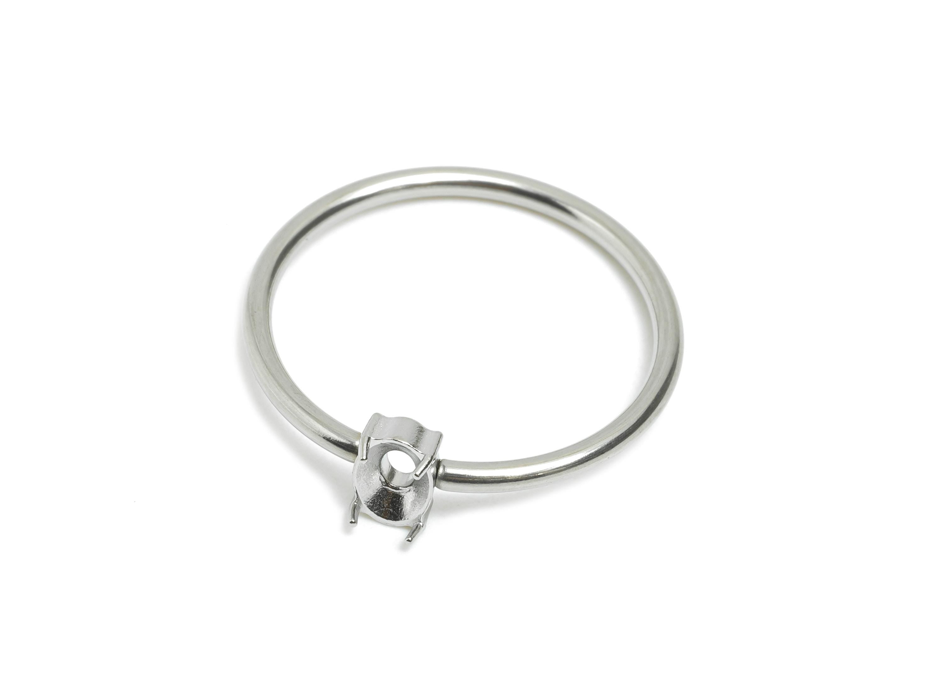 4x6mm Oval Setting Ring - Ring Inner Size #8/18.1mm - Steel Gemstone Holder Cabochon Ring Base - Prong Setting Ring - 22x21x1.5mm- SS1553-8 - DOMEDBAZAAR
