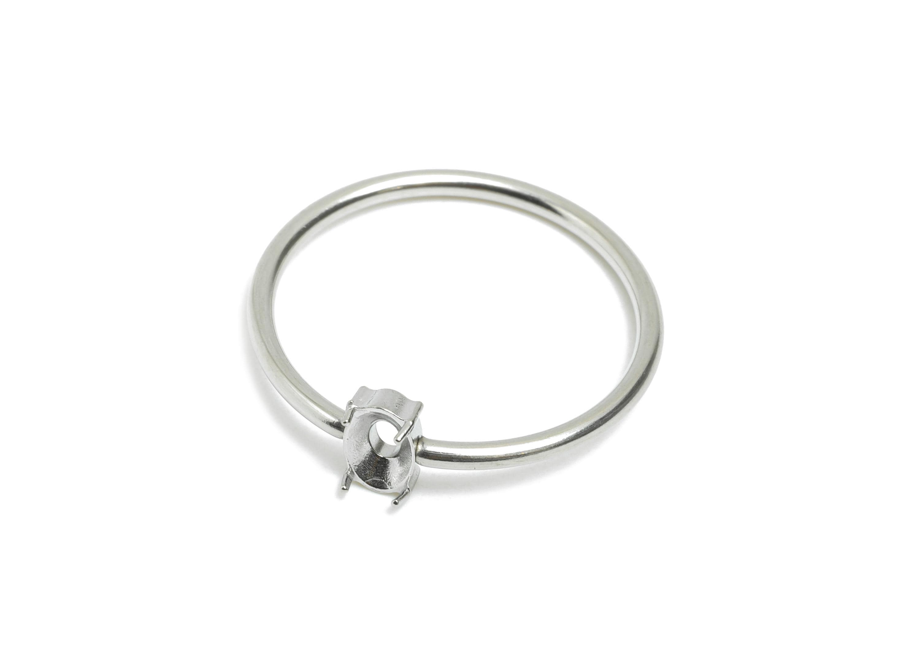 4x6mm Oval Setting Ring - Ring Inner Size #9/18.9mm - Steel Gemstone Holder Cabochon Ring Base - Prong Setting Ring - 23x22x1.5mm - SS1553-9 - DOMEDBAZAAR