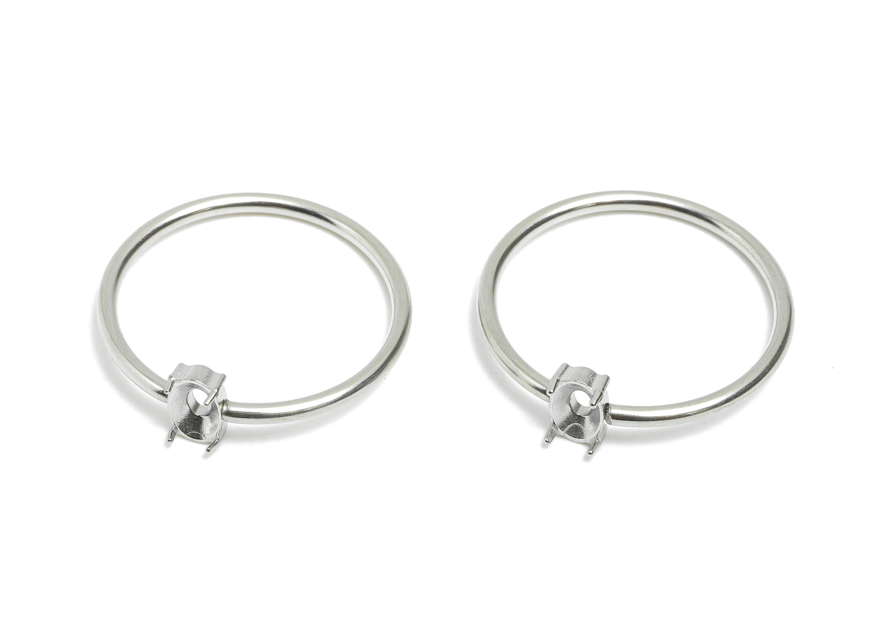 4x6mm Oval Setting Ring - Ring Inner Size #9/18.9mm - Steel Gemstone Holder Cabochon Ring Base - Prong Setting Ring - 23x22x1.5mm - SS1553-9 - DOMEDBAZAAR