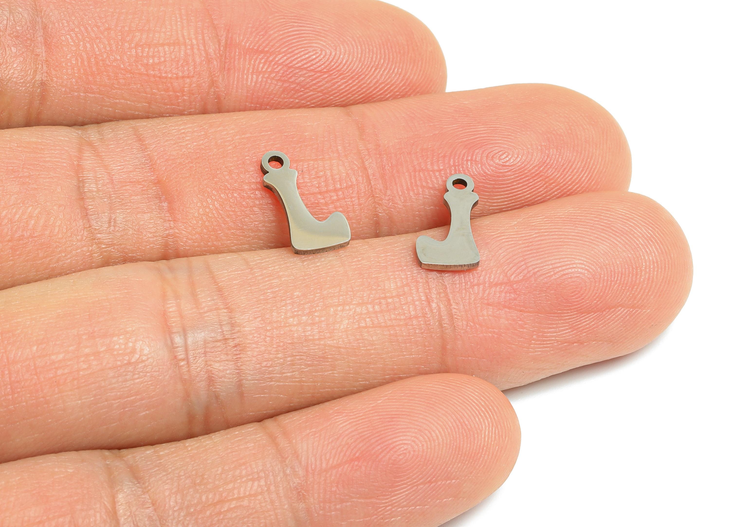 Steel Letter L Charms - Personalized Initial Pendant for Bracelet - Unique Name Jewelry - Stylish Statement DIY - 11.9x6.2x0.98mm - SS2394 - DOMEDBAZAAR