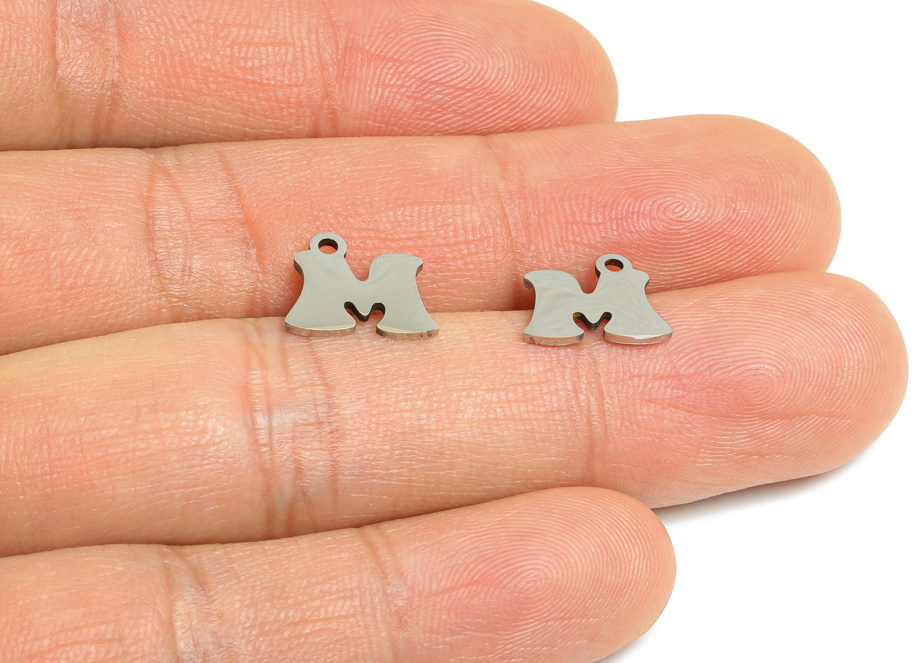 Steel Letter M Charms - Personalized Initial Pendant for Bracelet - Unique Name Jewelry - Stylish Statement DIY - 11.73x9.36x0.98mm - SS2395 - DOMEDBAZAAR