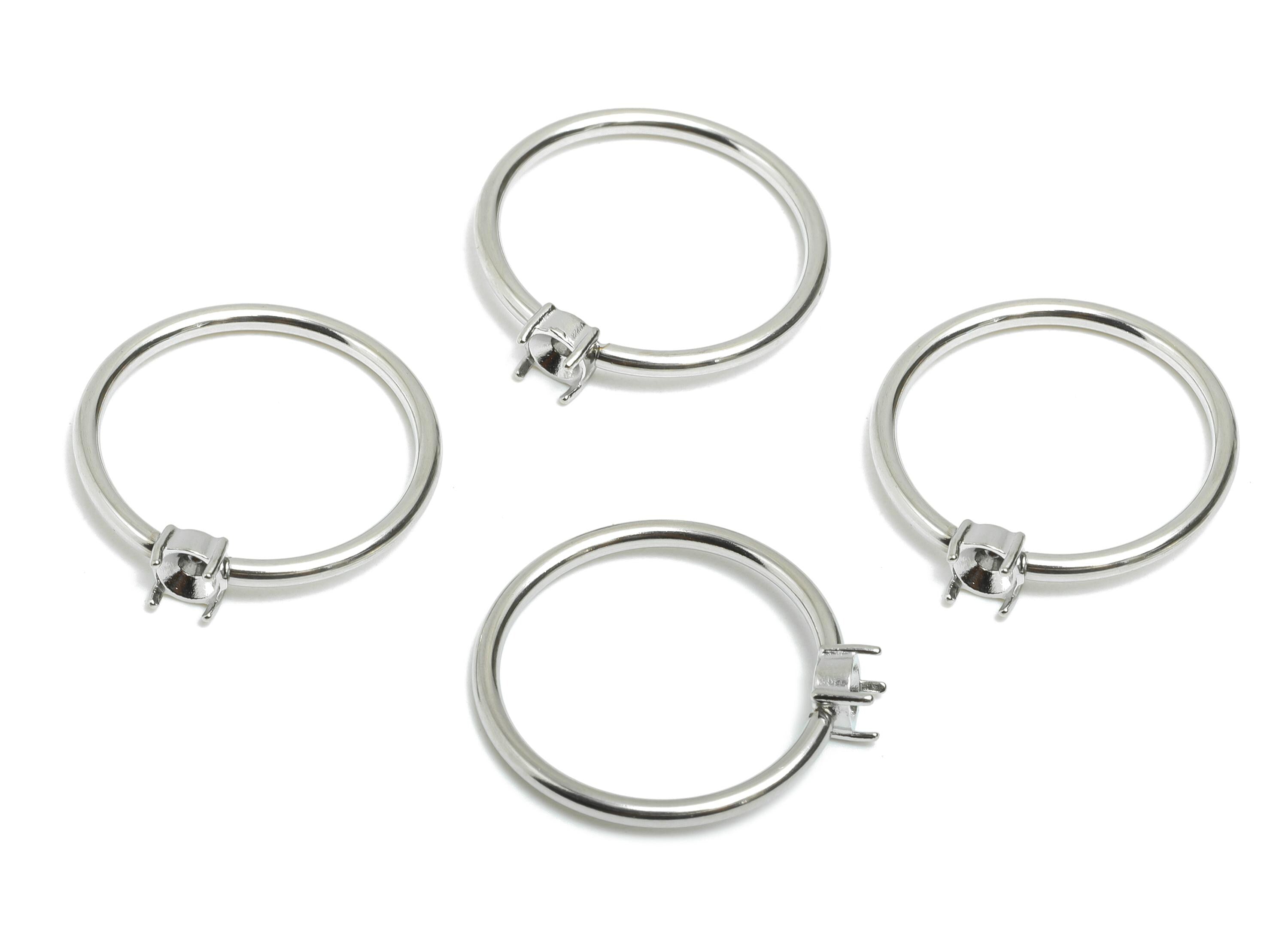 3.5mm Round Setting Ring - Prong Ring Settings - Ring Inner Size #6/16.6mm - Gemstone Holder Cabochon Ring Base - 21x19x1.5mm - SS1552-6 - DOMEDBAZAAR